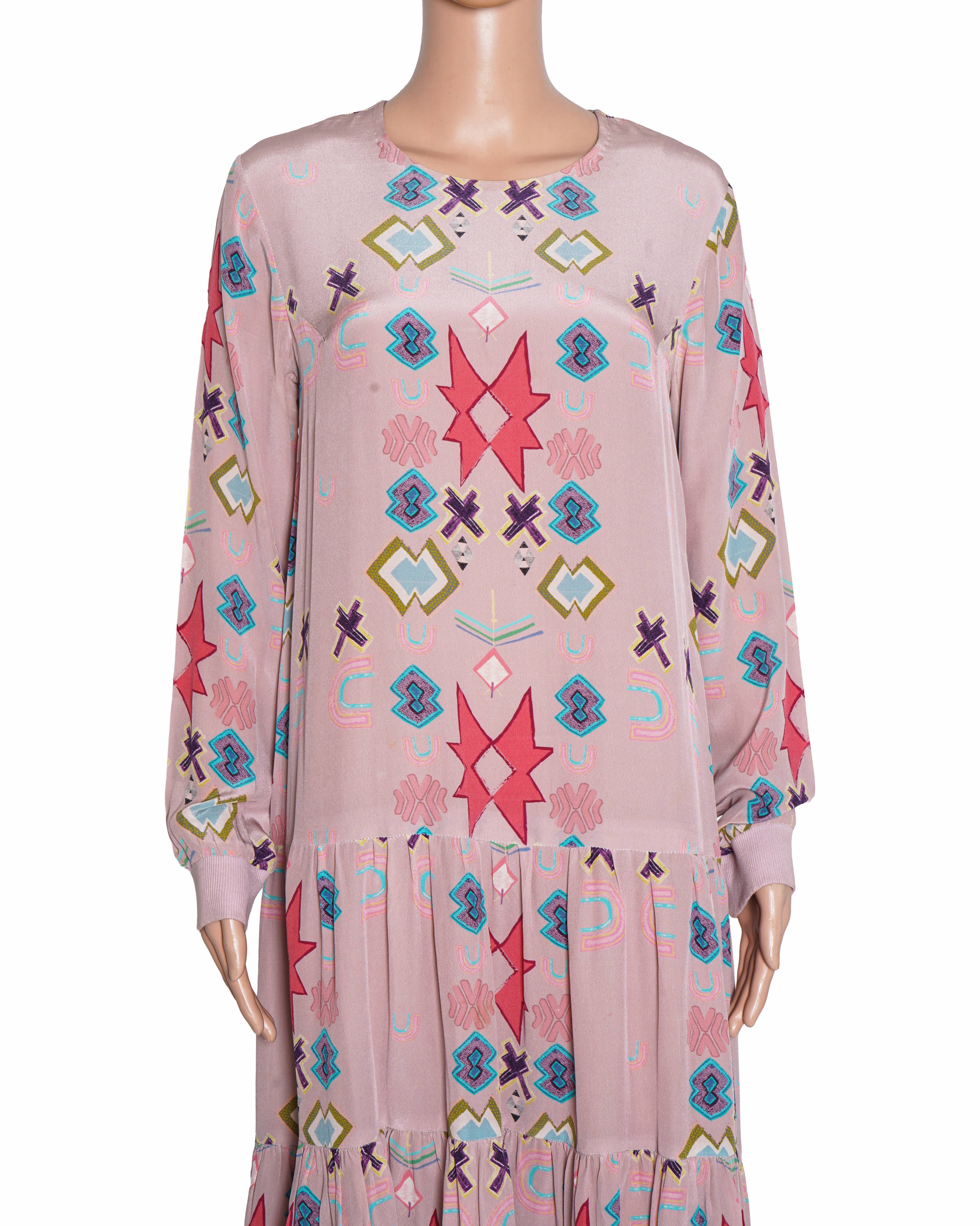 Payal Singhal Pink Crepe Ikat Star Prints Round Frill Dress