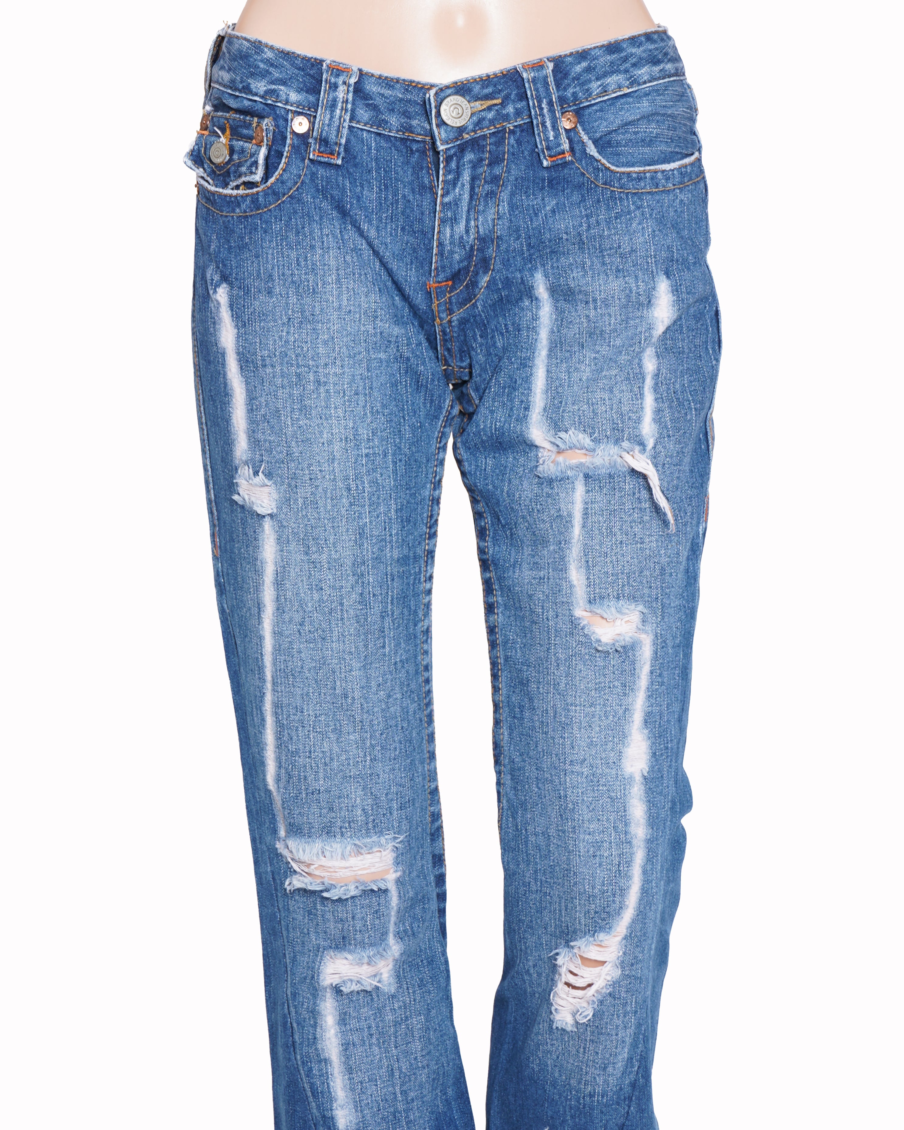 True Religion
Indigo blue patterened ribbed jeans