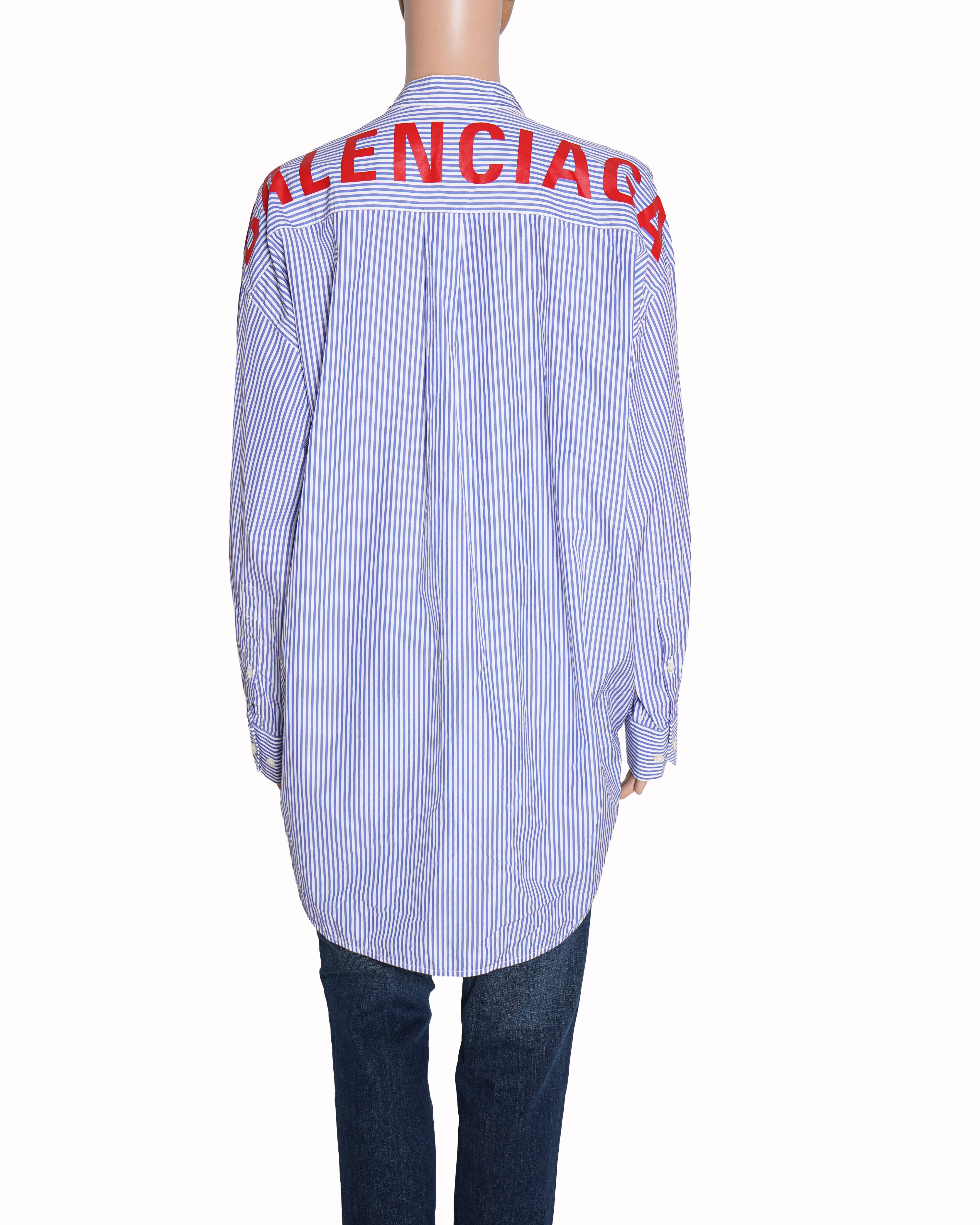 Balenciaga Bowtie Ribbon Long Sleeve Striped Tunic Shirt