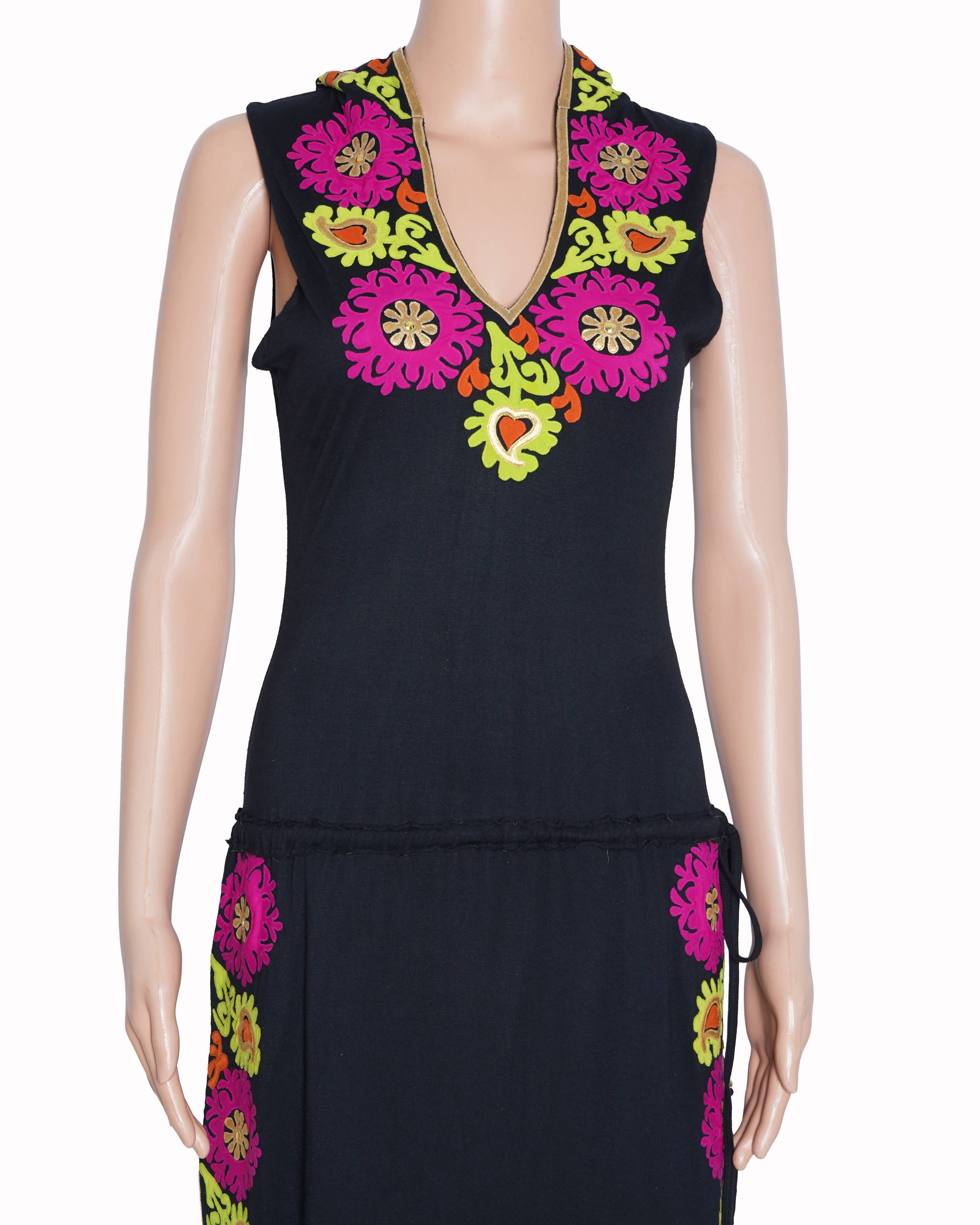 Vintage Malini Ramani floral halter neck dress