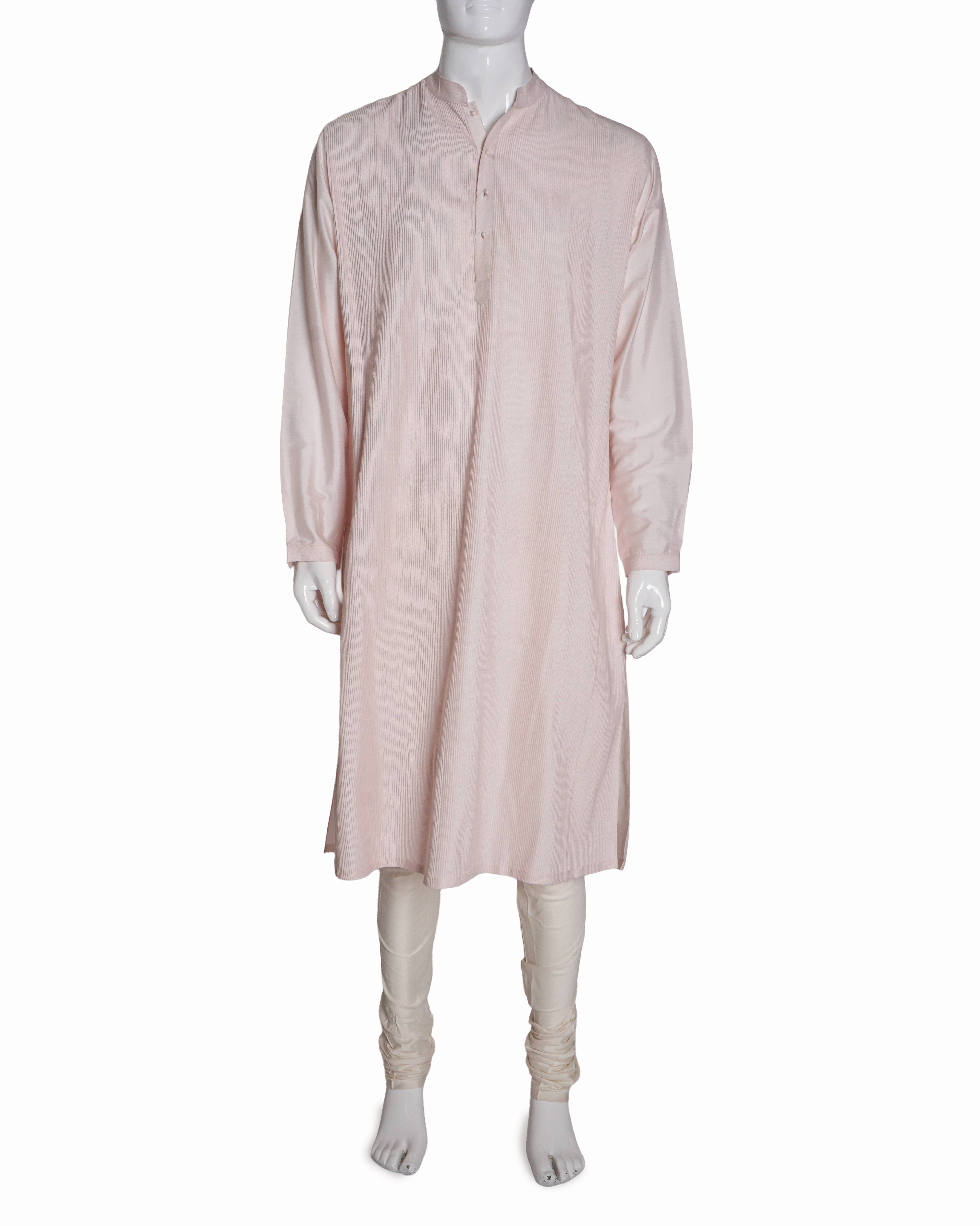 Rajesh Pratap Singh Blush Pink Pintuck Men's Kurta Set