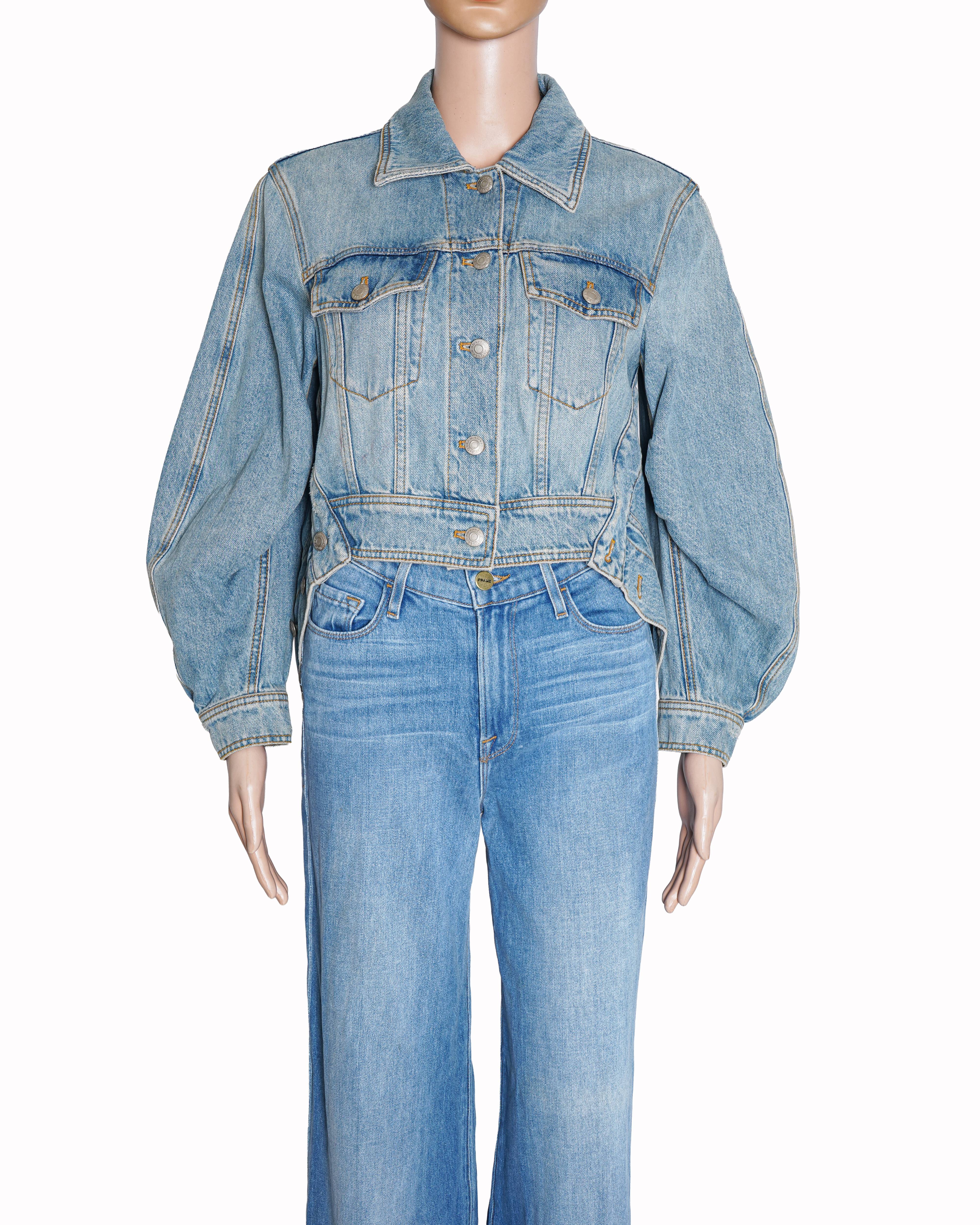 Alexander McQueen Puff Sleeve Cropped Denim Jacket