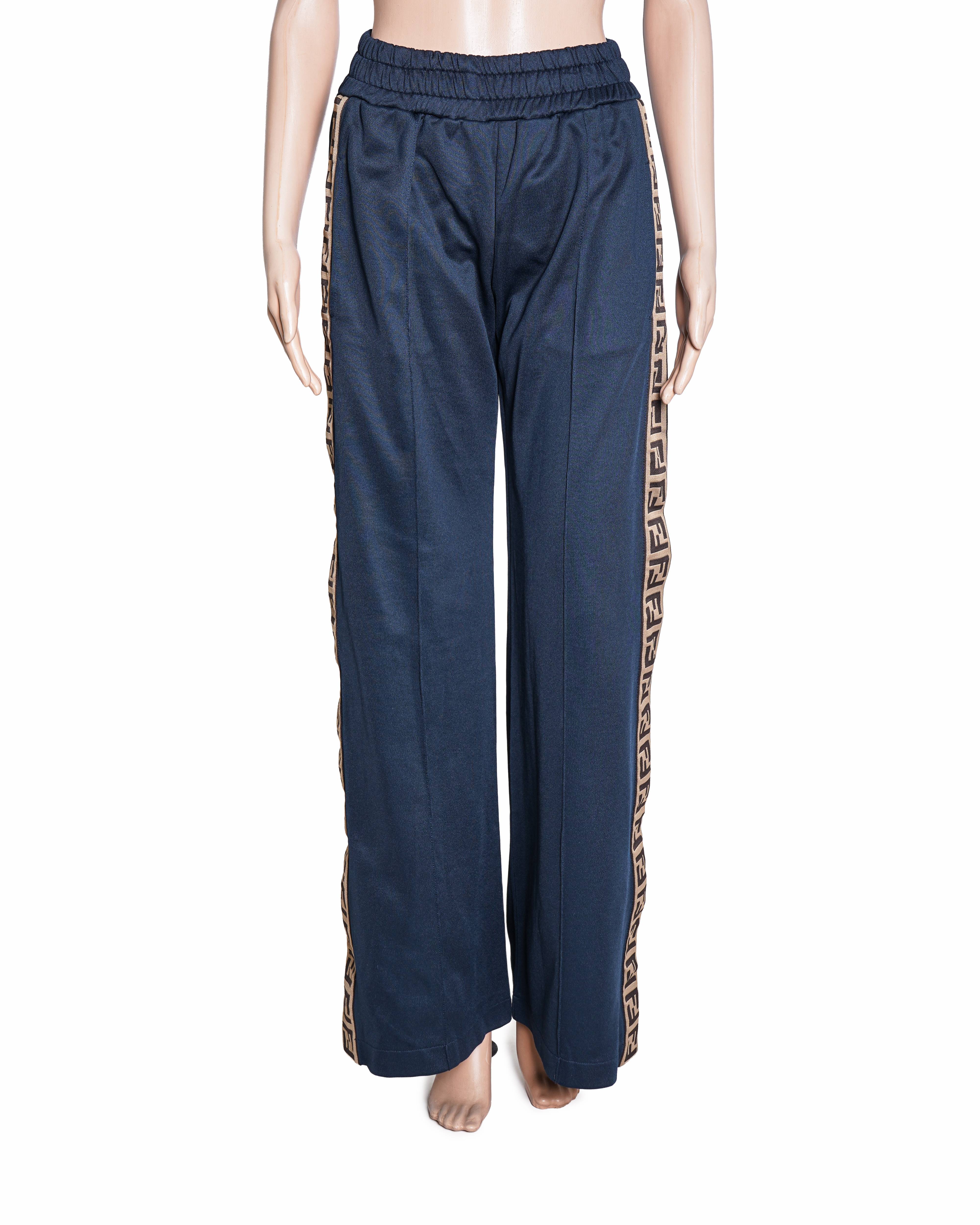 Fendi FF Logo Tape Wide-Leg Trousers