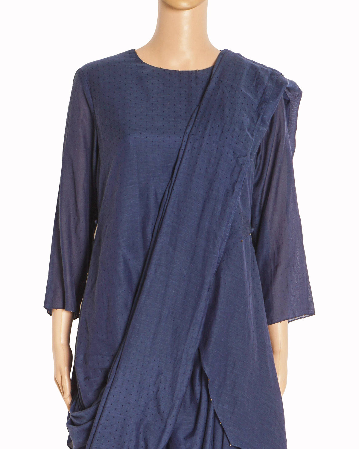Aikeyah Beatrice Navy Blue Pre-Draped Saree Tunic