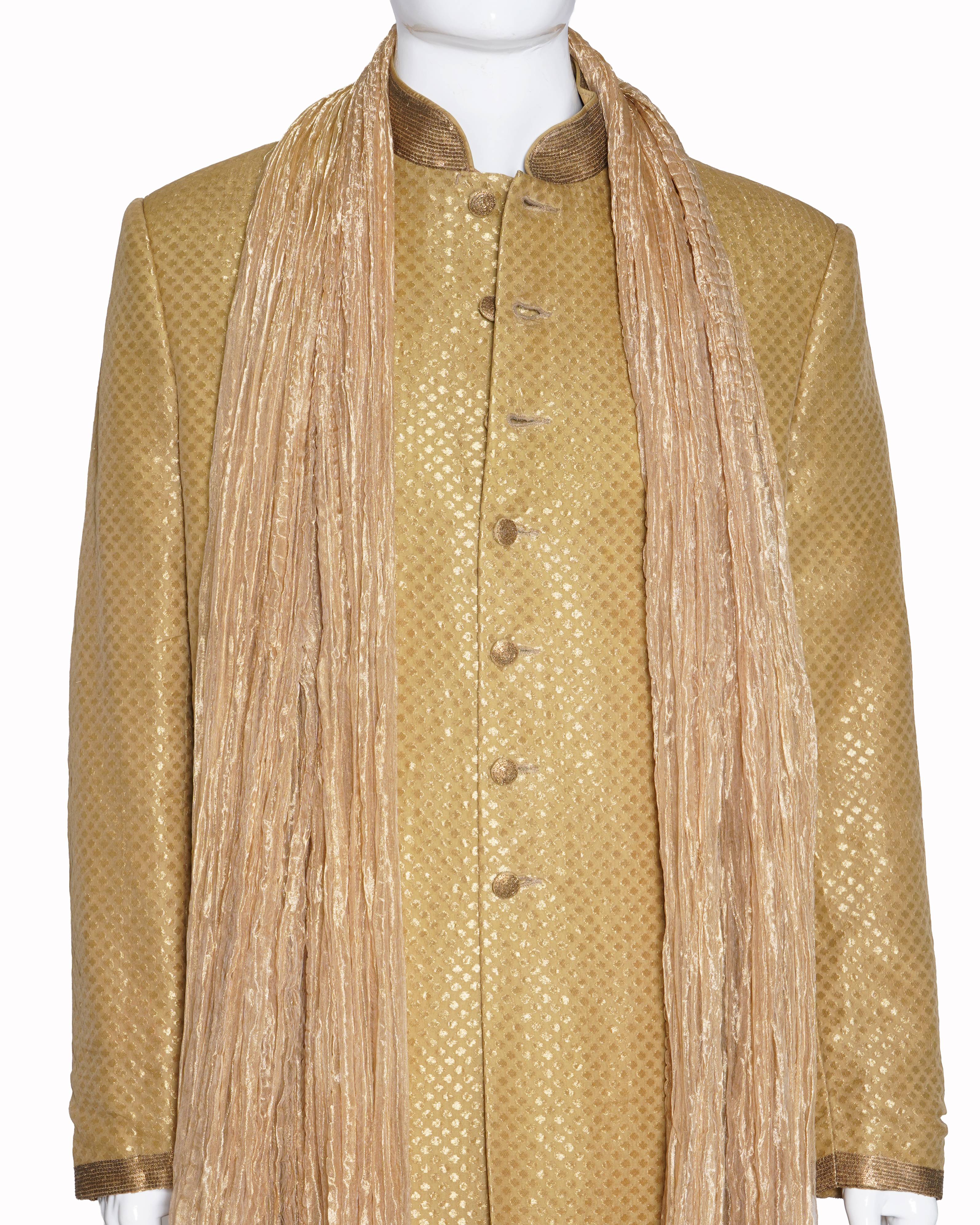 Rohit bal men's Gold & Beige Embroidered sherwani set of 4