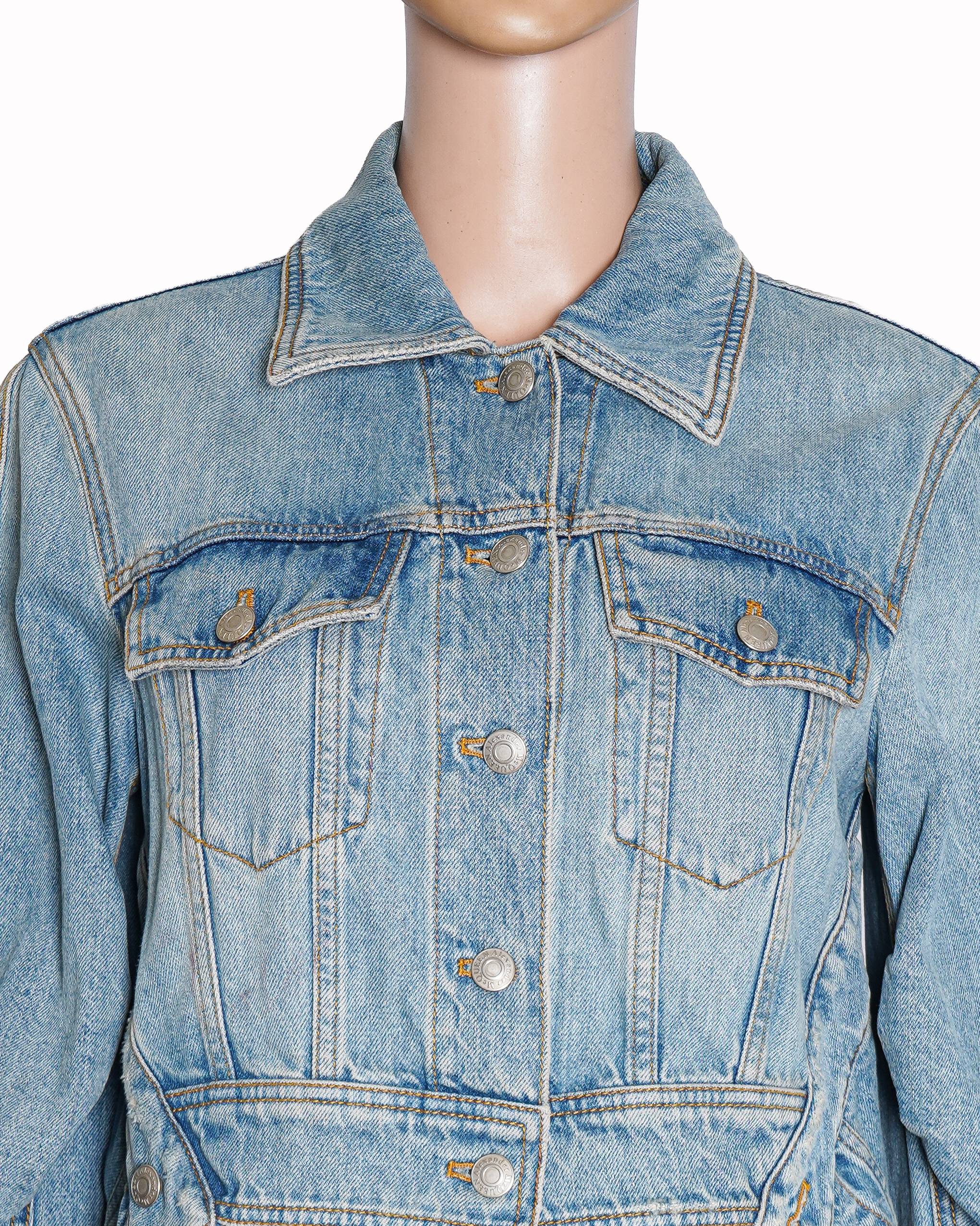 Alexander McQueen Puff Sleeve Cropped Denim Jacket