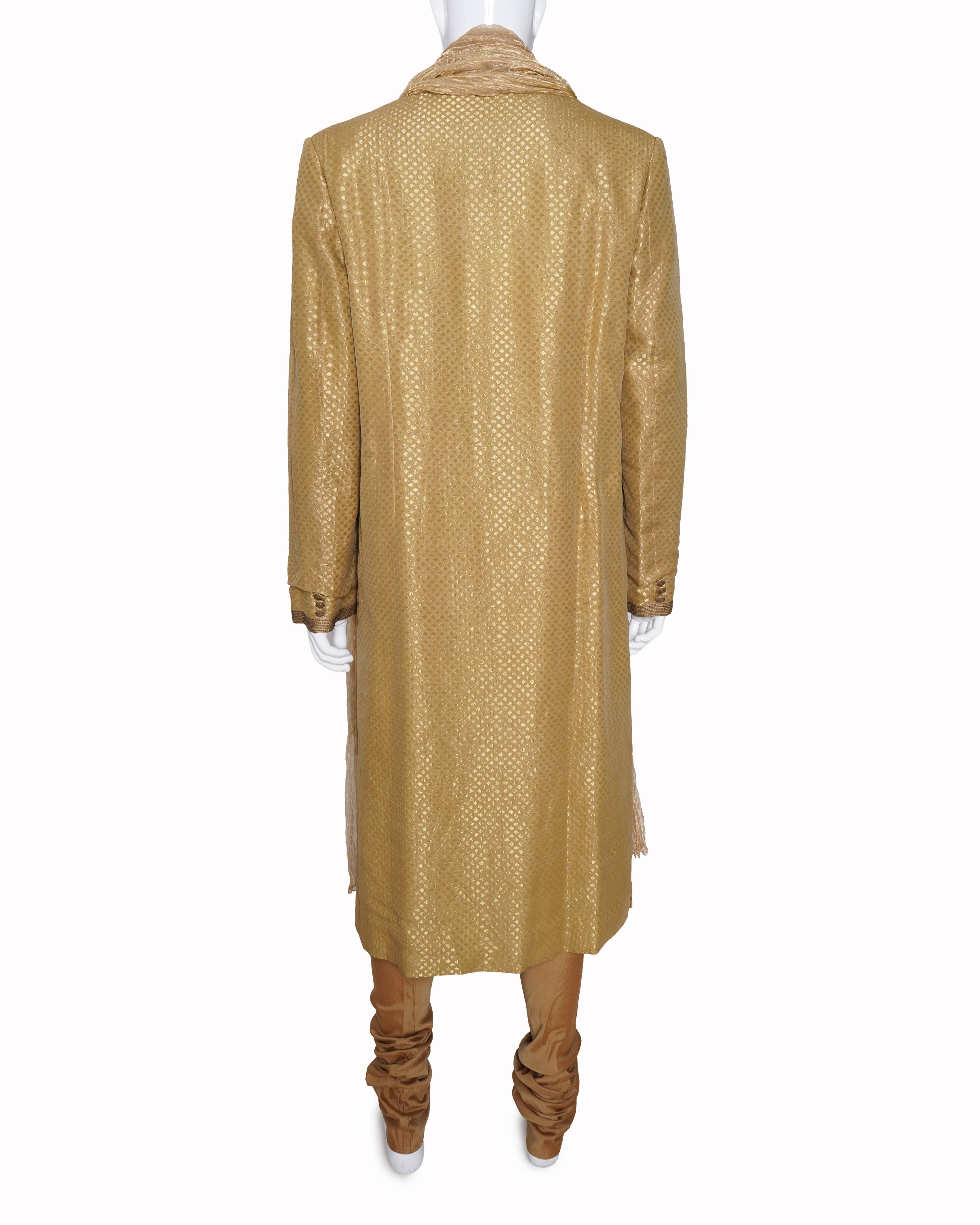 Rohit bal men's Gold & Beige Embroidered sherwani set of 4