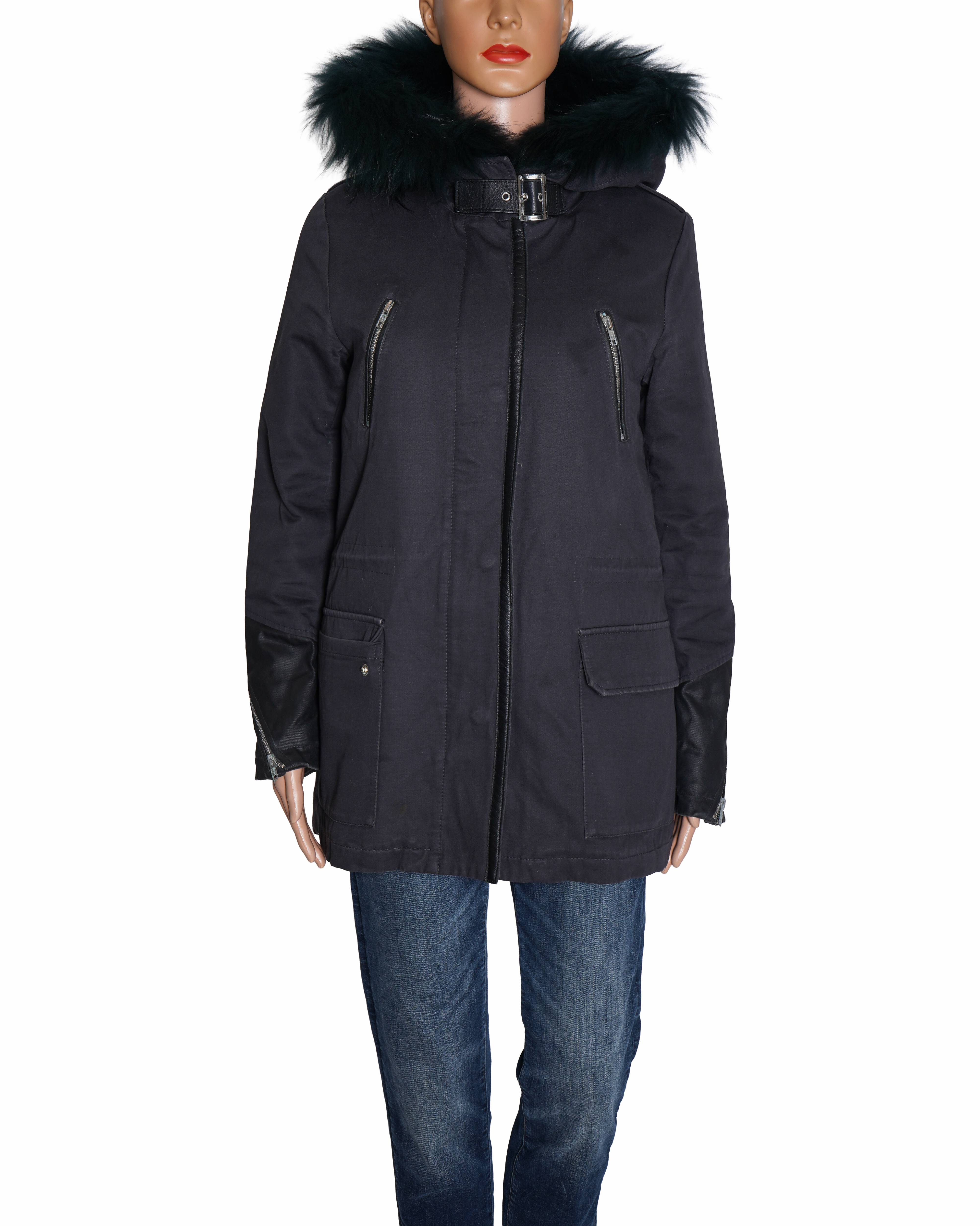 Maje Fur-Trim Hooded Parka Jacket