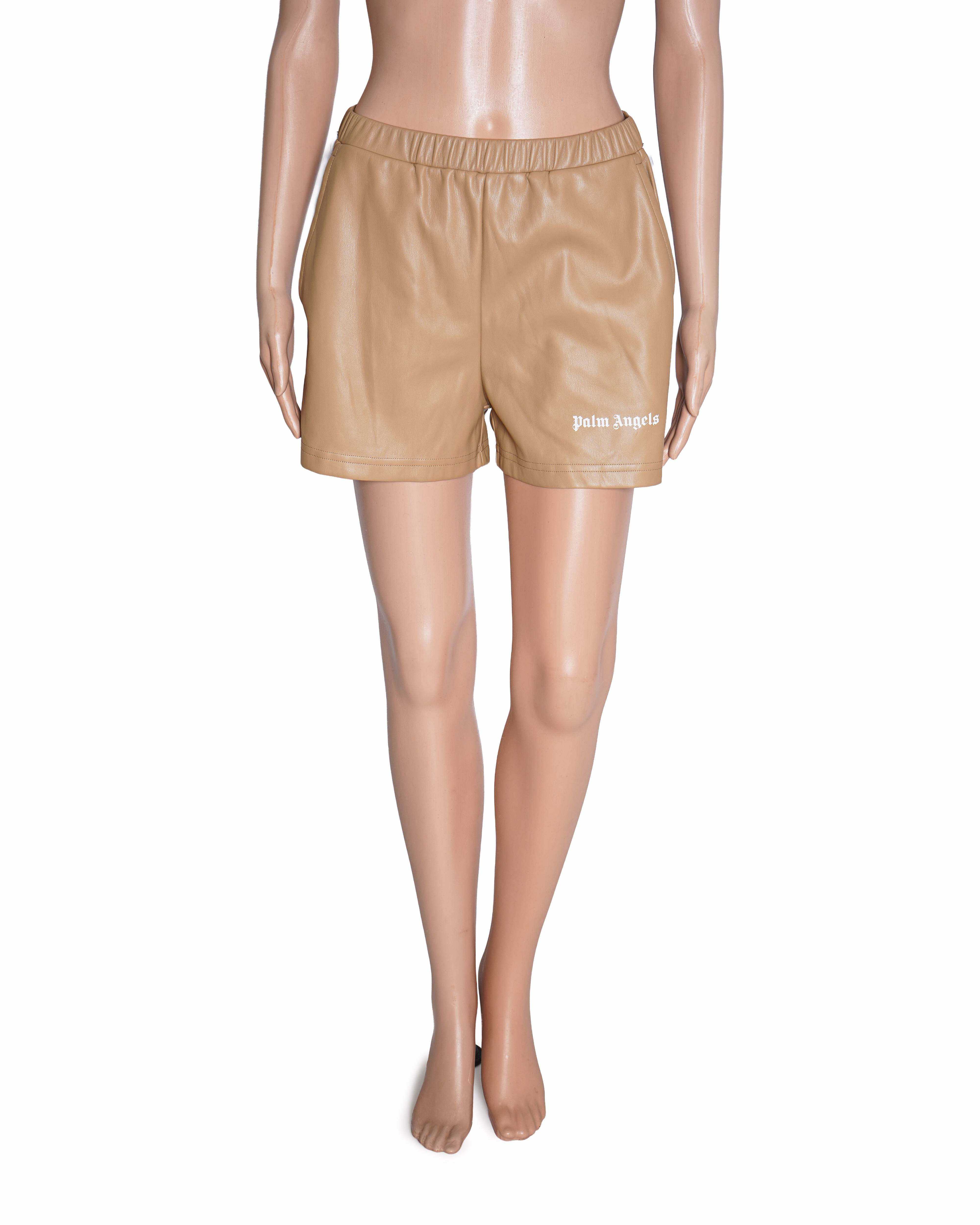 Palm Angels Women's Faux-Leather Shorts In Beige
