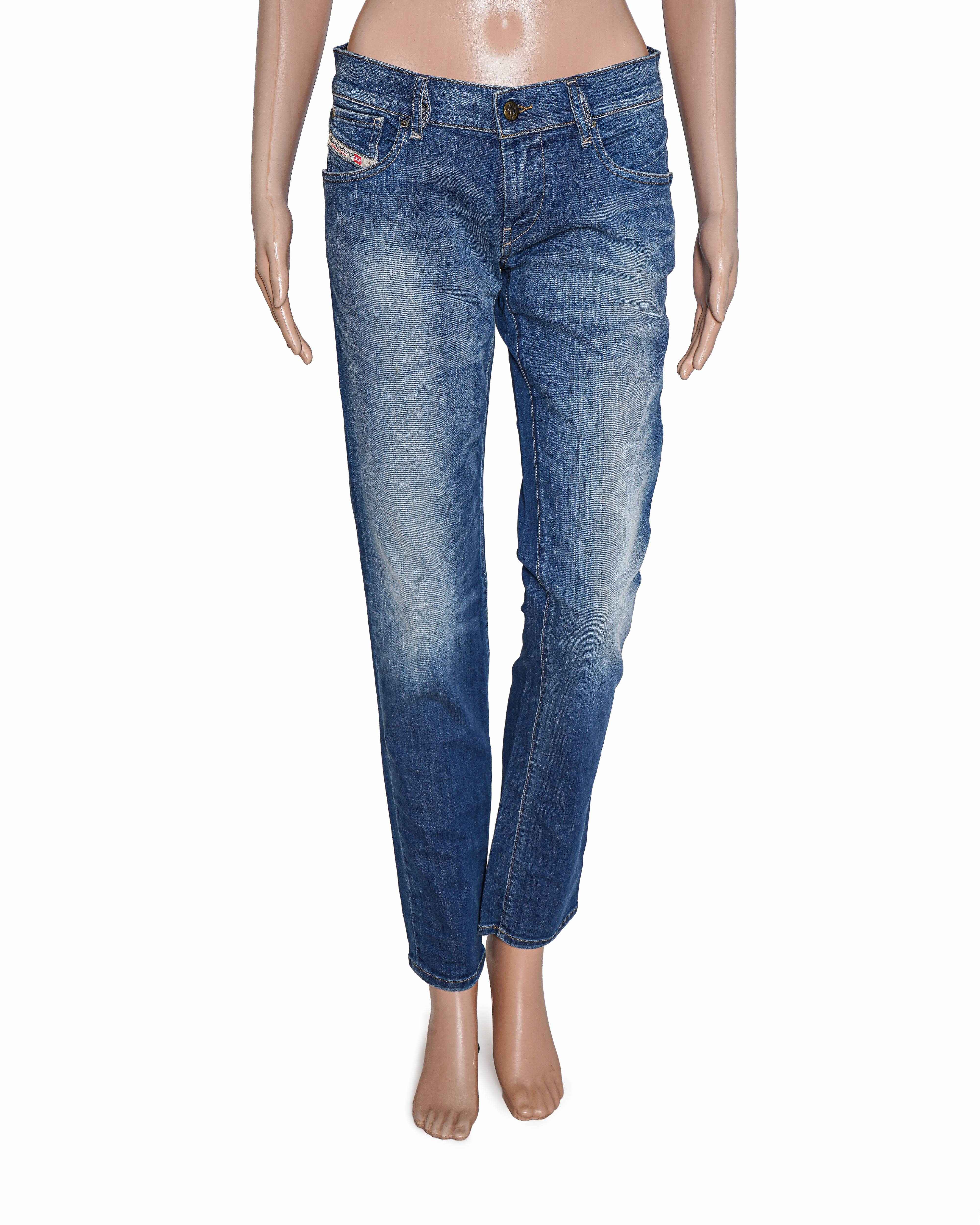 Diesel Dark Blue Slim-Fit Distressed Denim Jeans