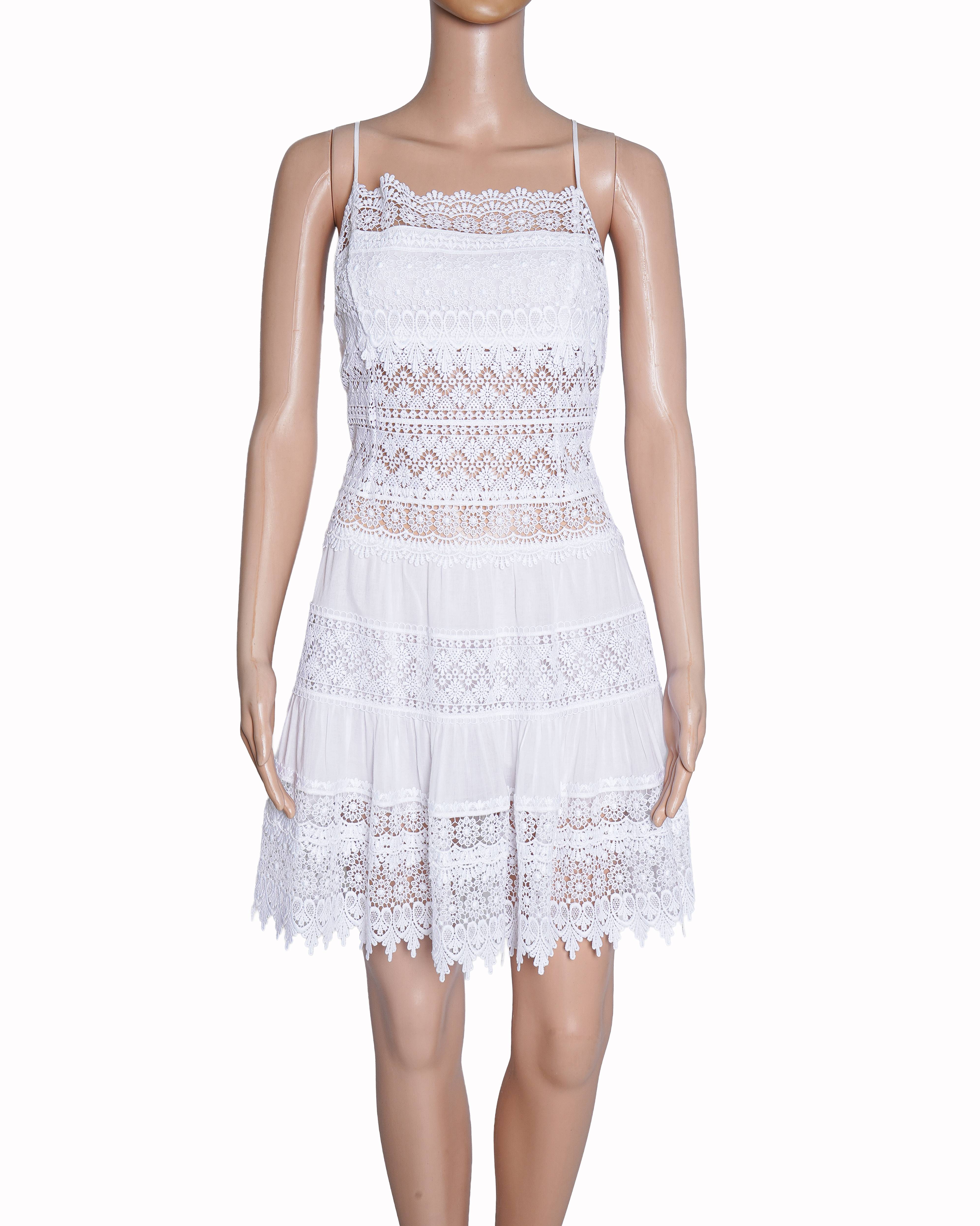 Charo Ruiz Ibiza White Cotton Lace Mini Dress