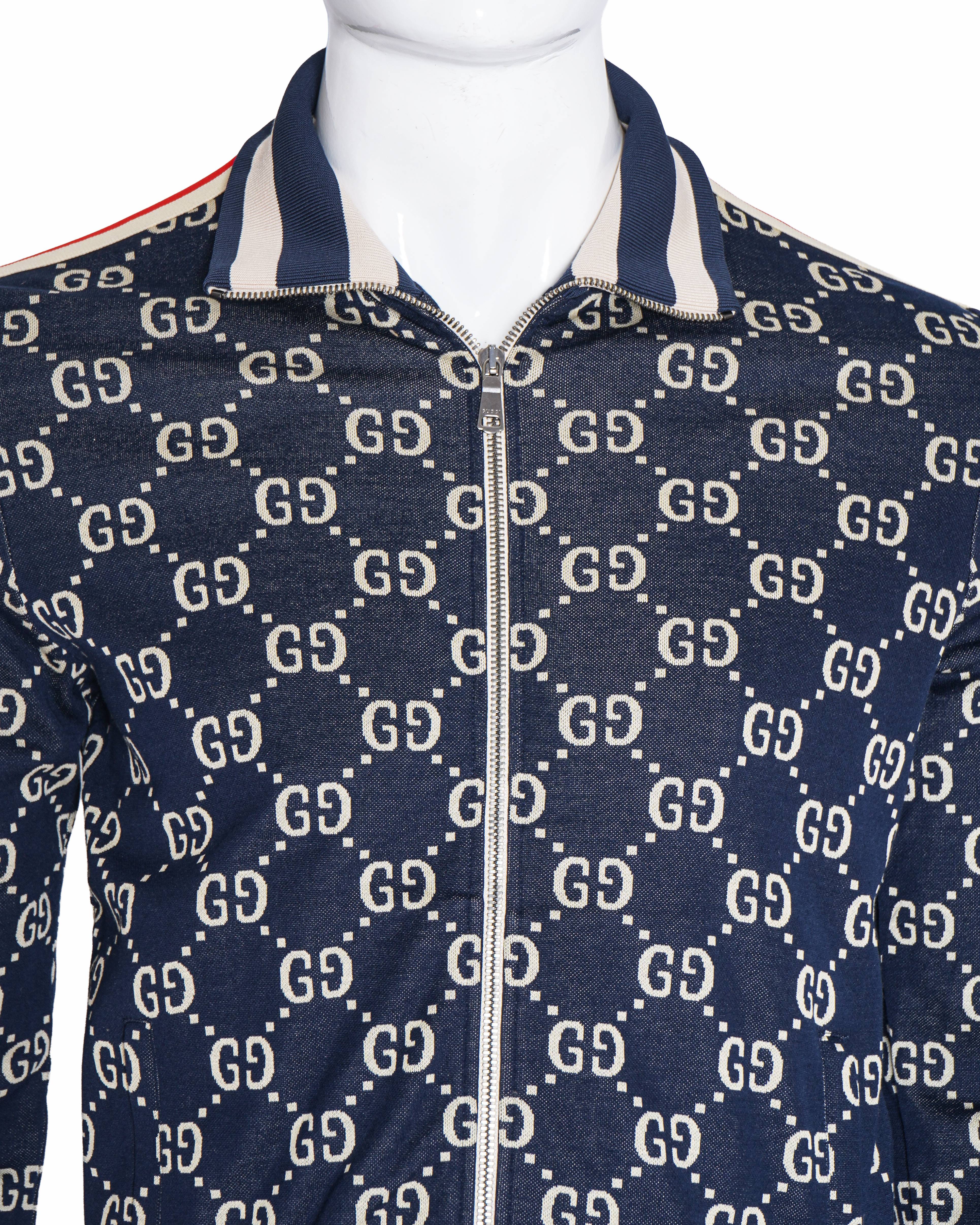 Gucci 2021 Monogram GG Printed Zip-Up Bomber Jacket