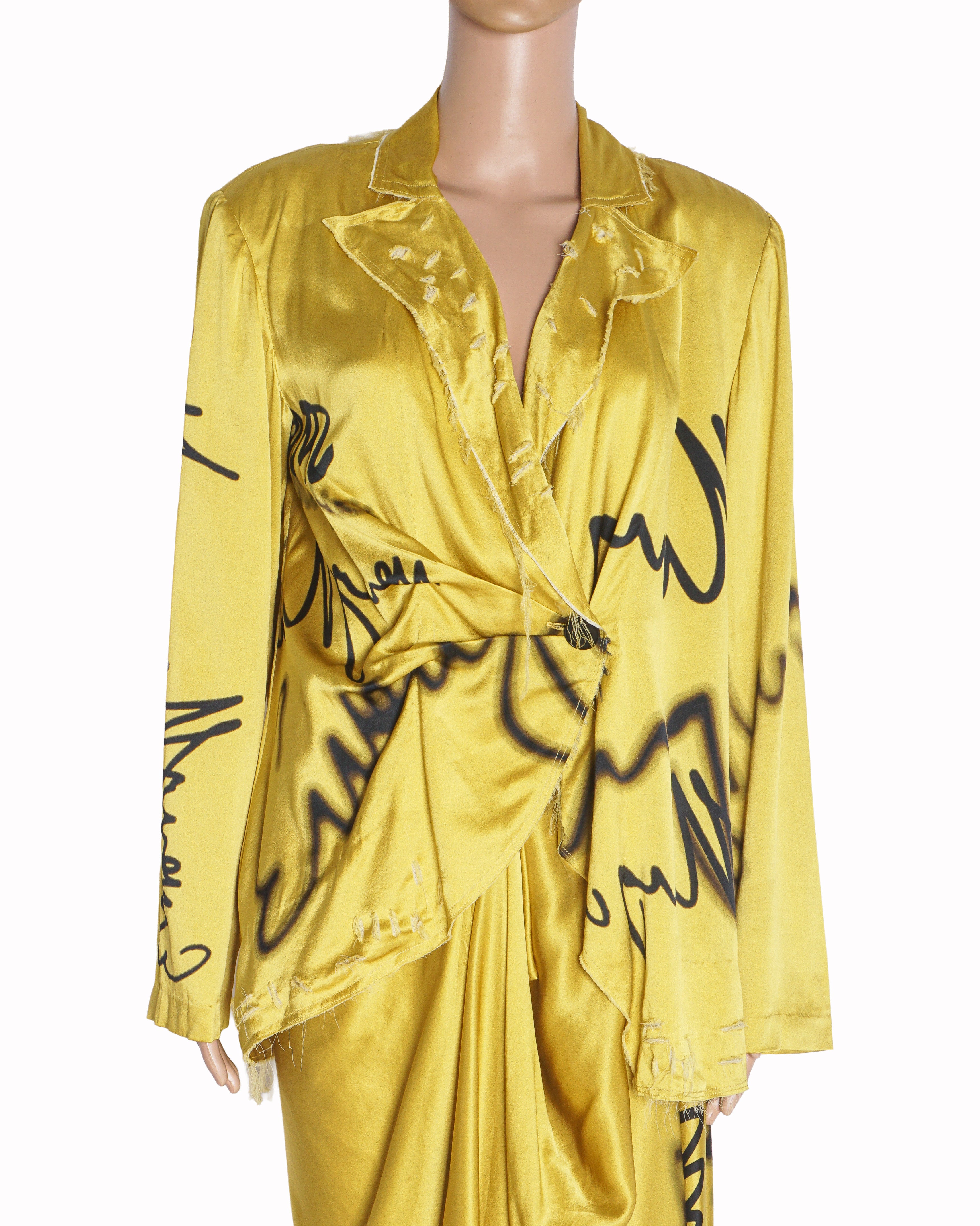 AK-OK by Anamika Khanna Mustard Yellow Graffiti Blazer & Pick-Up Skirt Co-Ord Set
