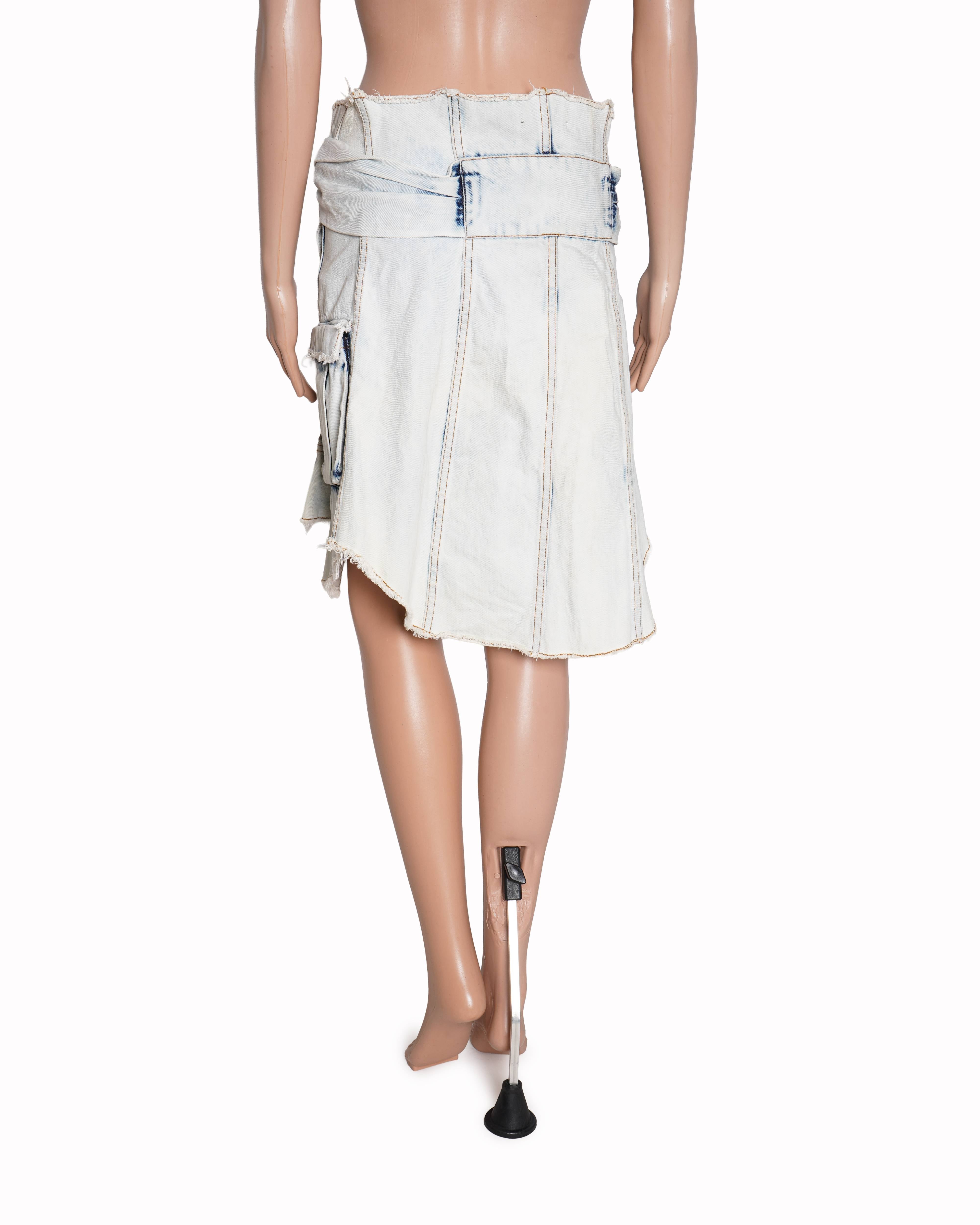 Balmain Light Wash "Jacket-Tie" Denim Skirt