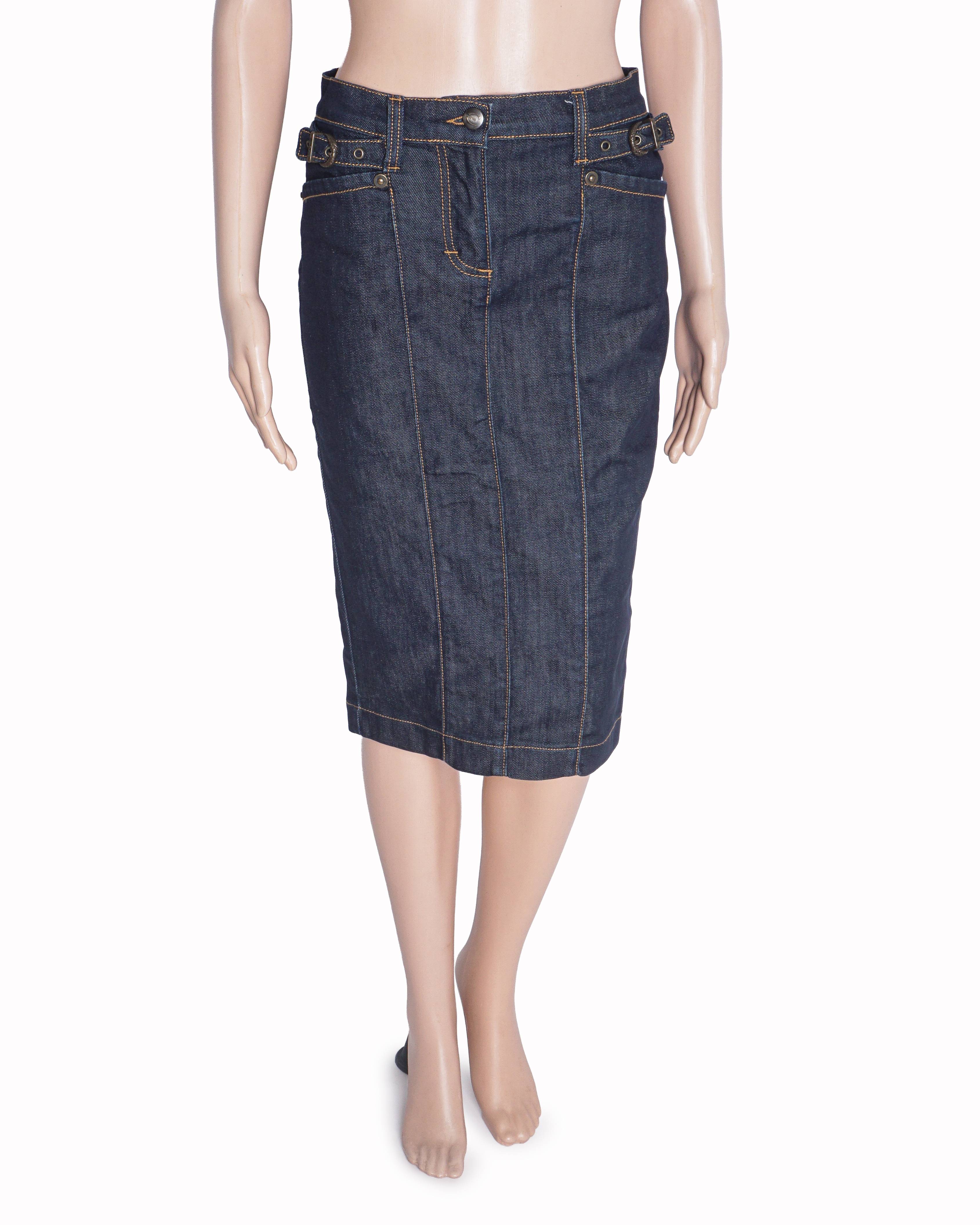 Just Cavalli Dark Wash Denim Pencil Skirt