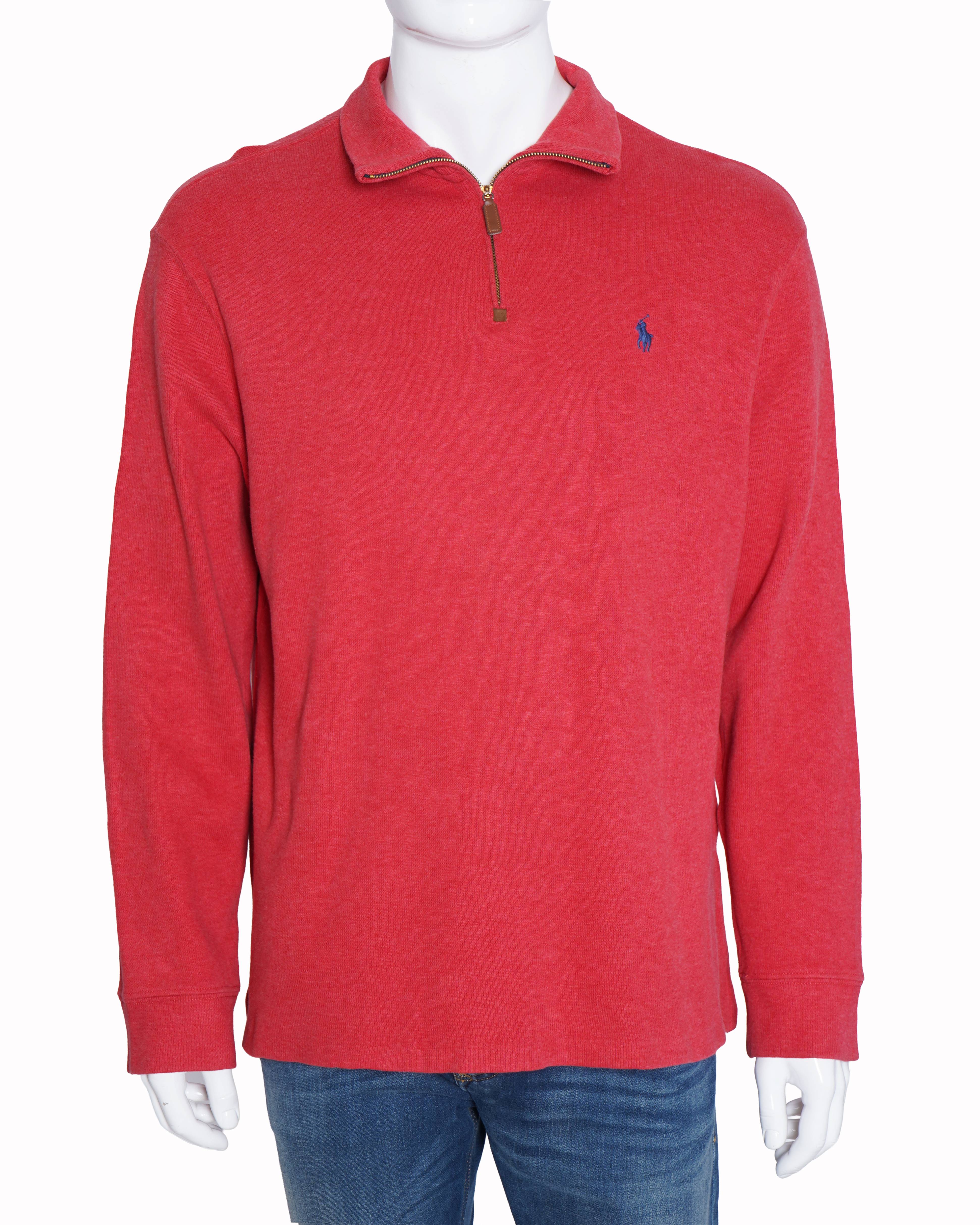 Ralph Lauren red full sleeves zipper polo t shirt