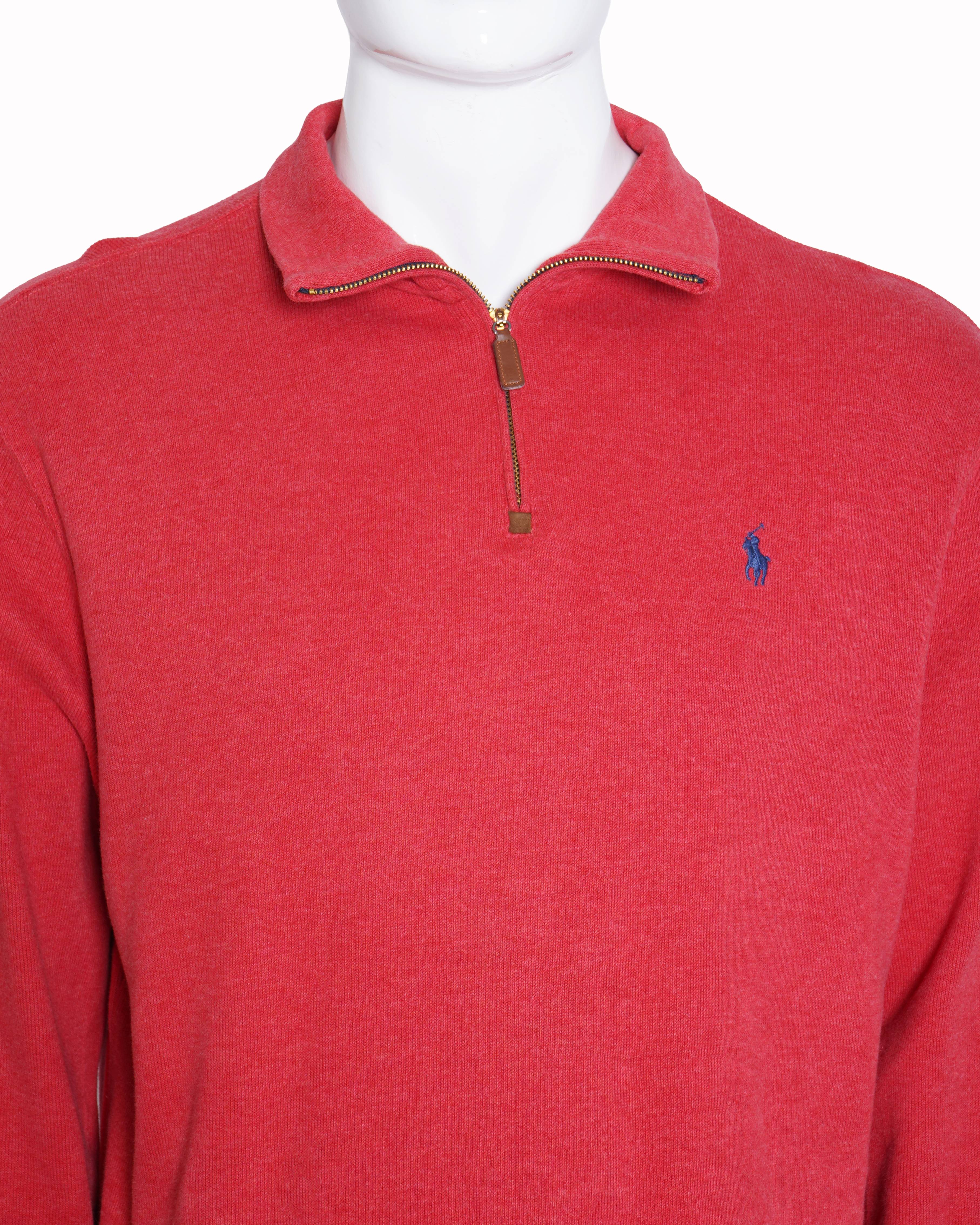 Ralph Lauren red full sleeves zipper polo t shirt