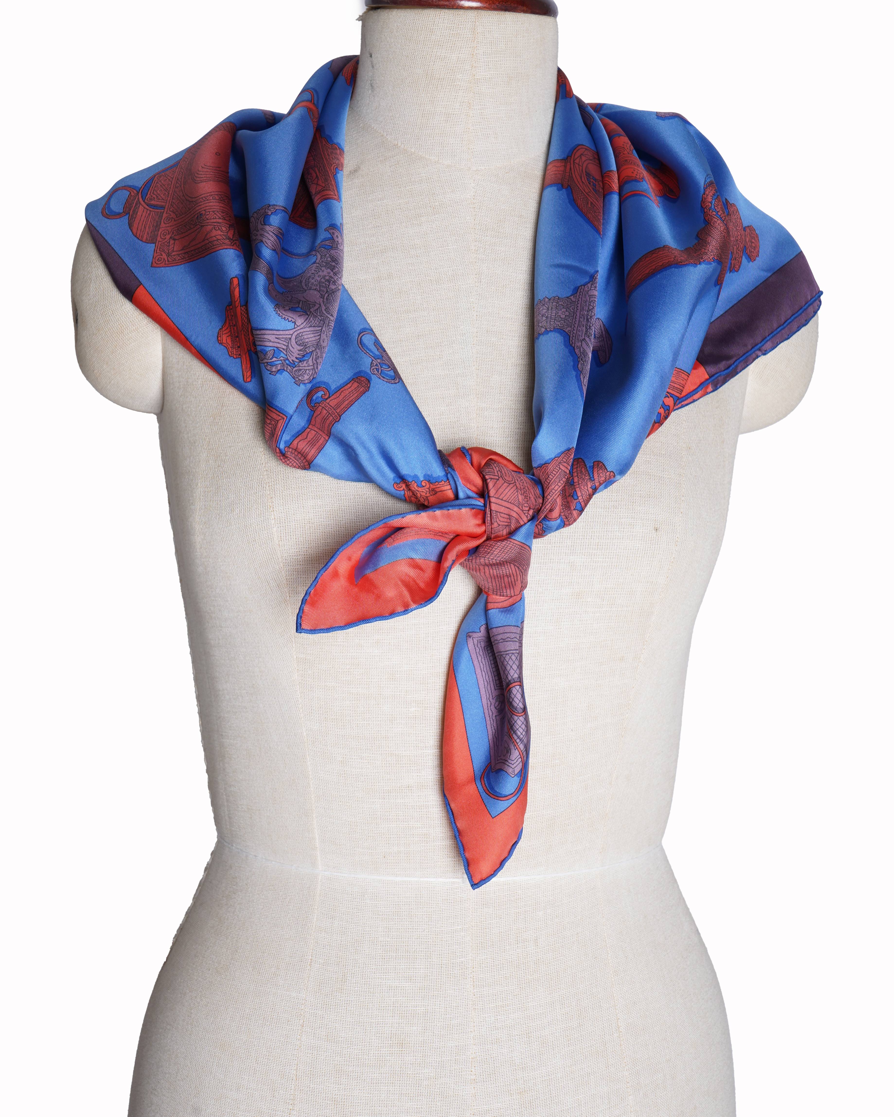 Hermès Blue & Orange Merveilleuses Lanternes Silk Gavroche - My Almari