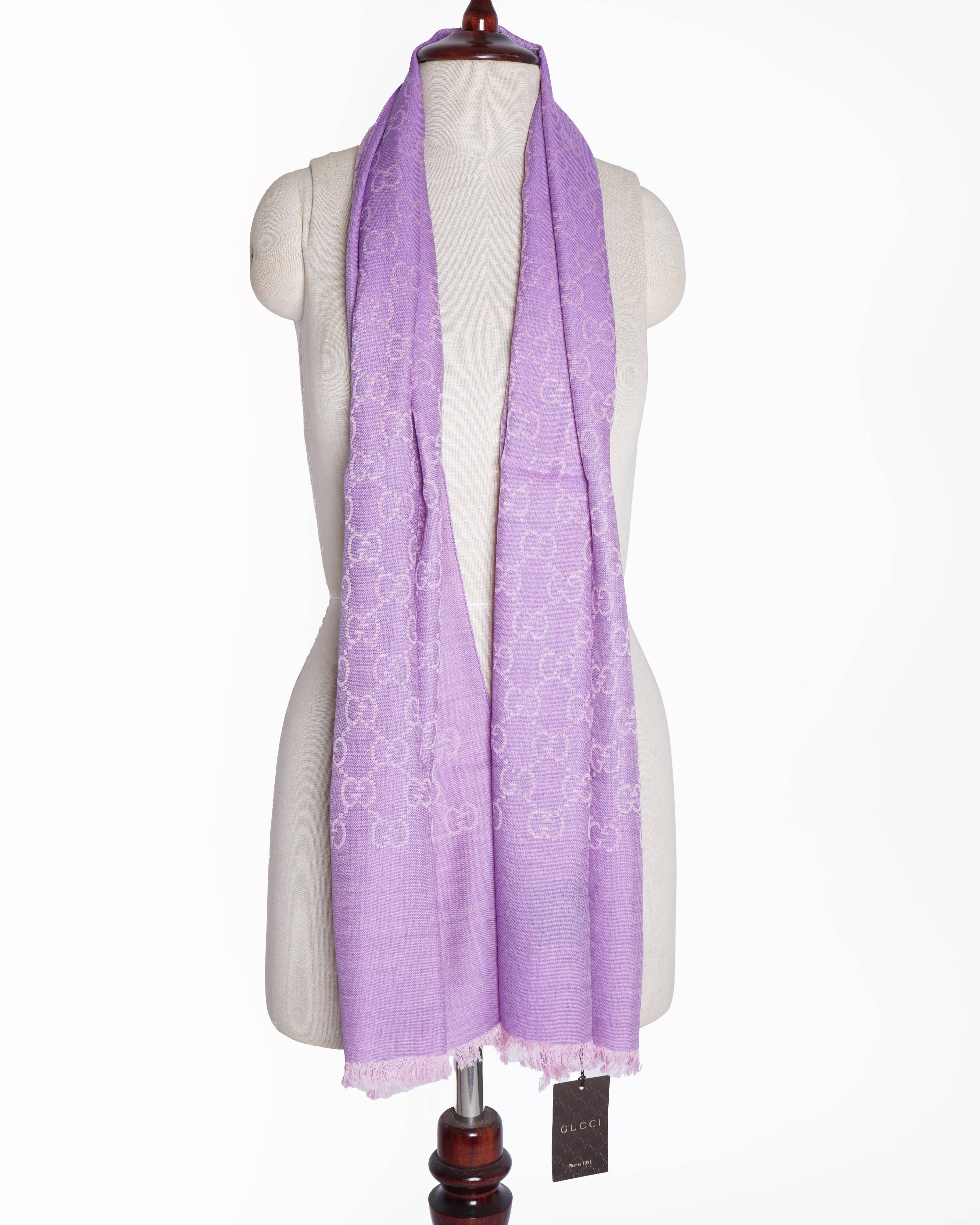 New Gucci GG wool silk scarf