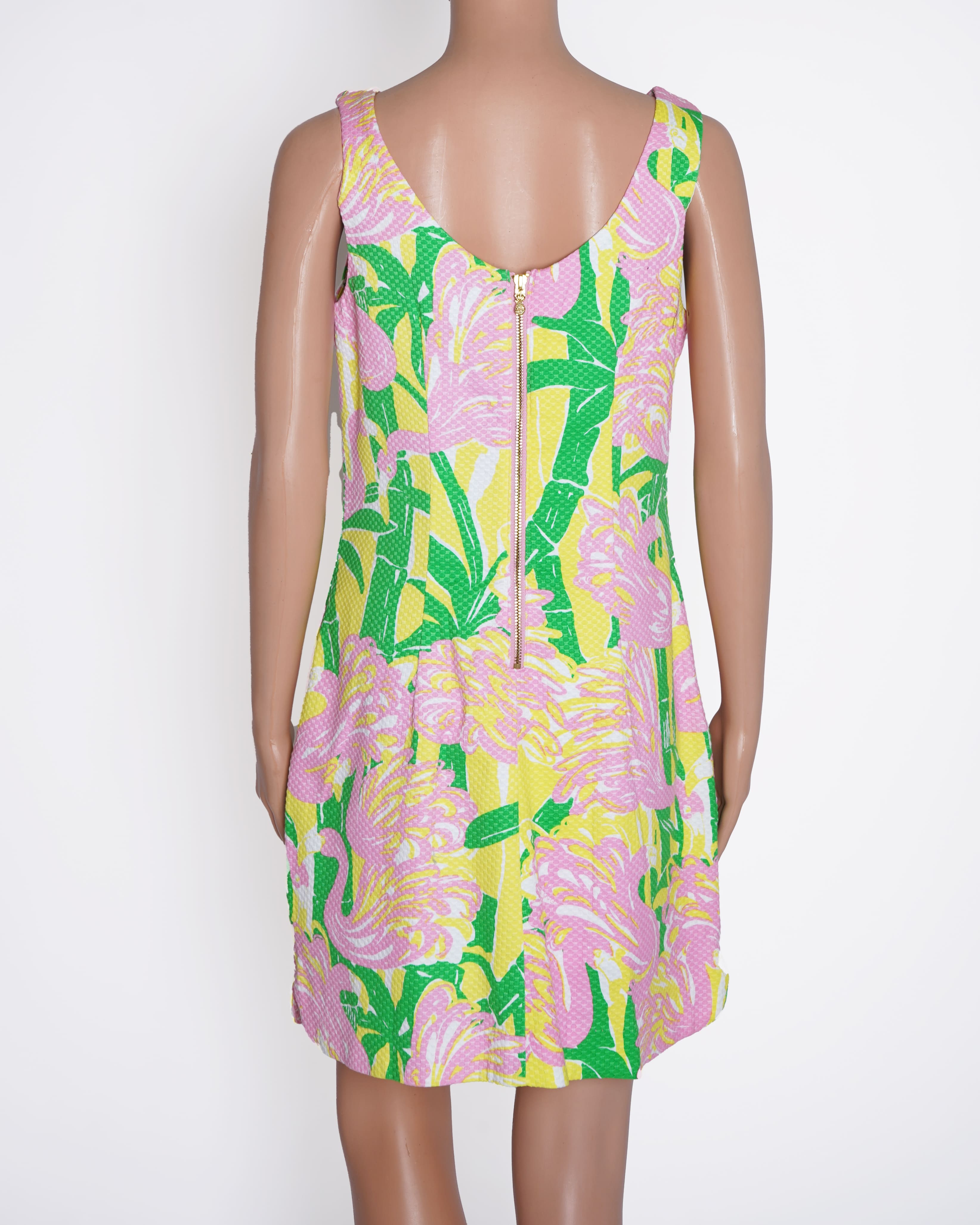New Lilly pulitzer summer flamingo printed mini dress