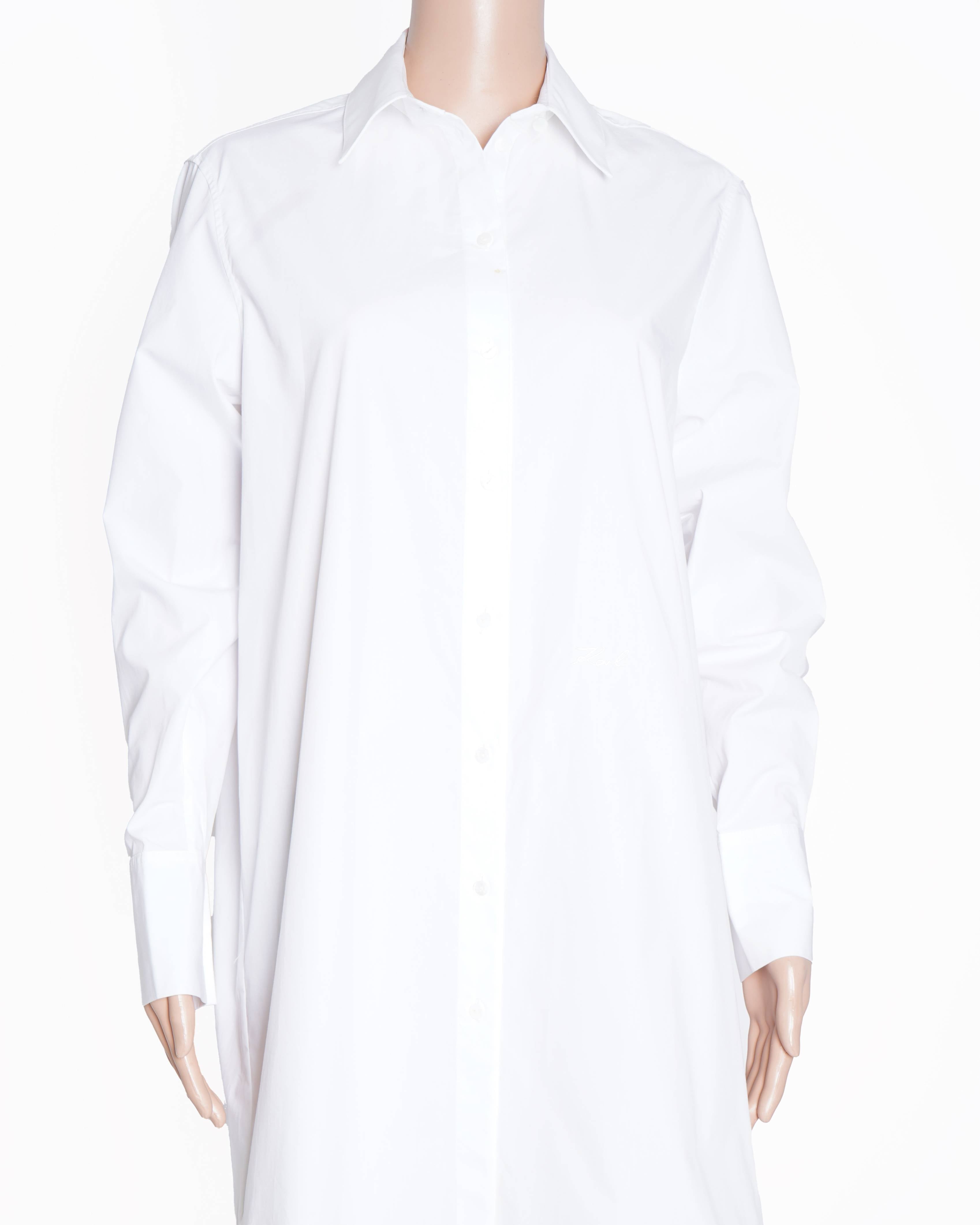 New Karl Lagerfeld White full sleeves shirt Dress