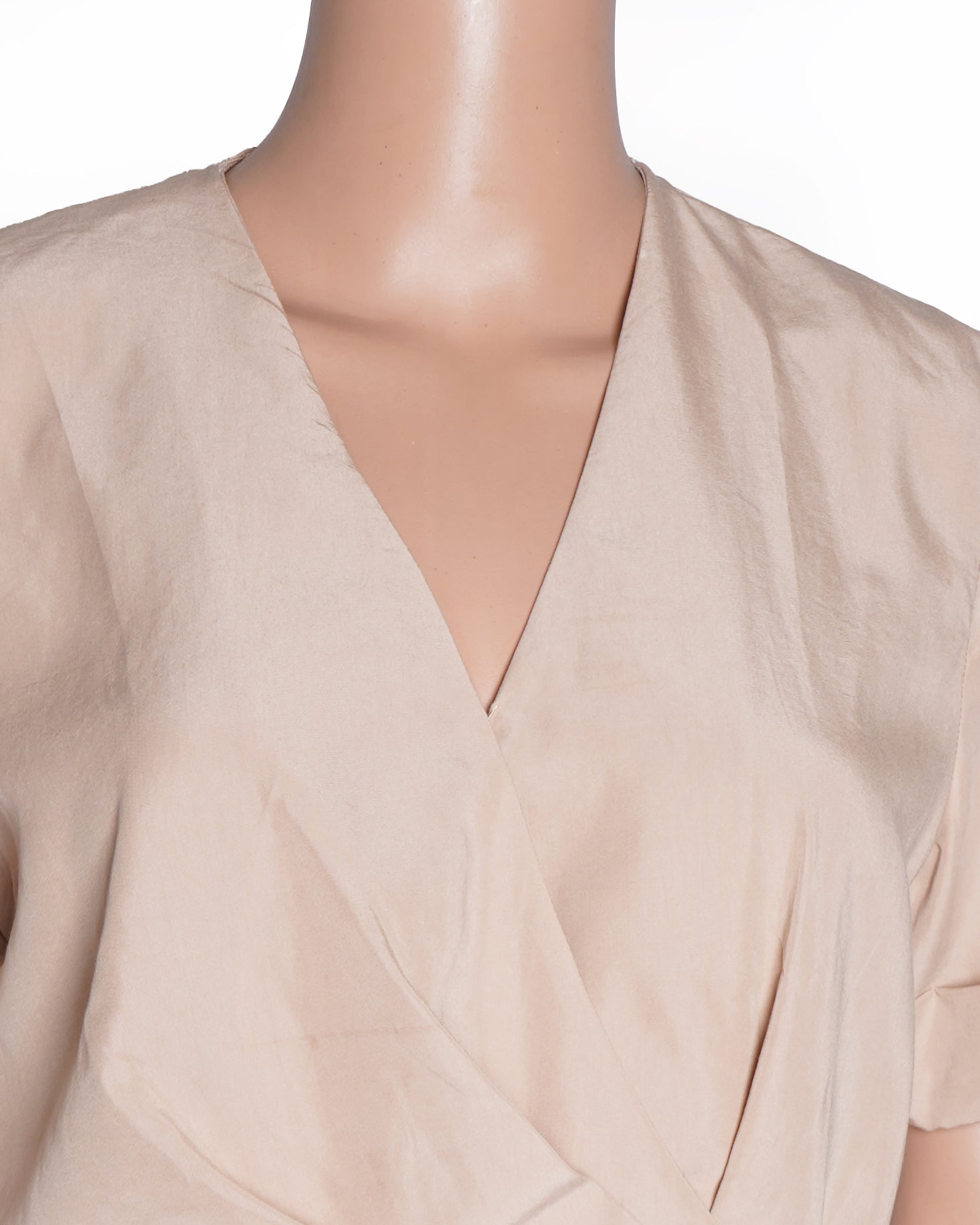 Sandro Beige Dress With Half Sleeves