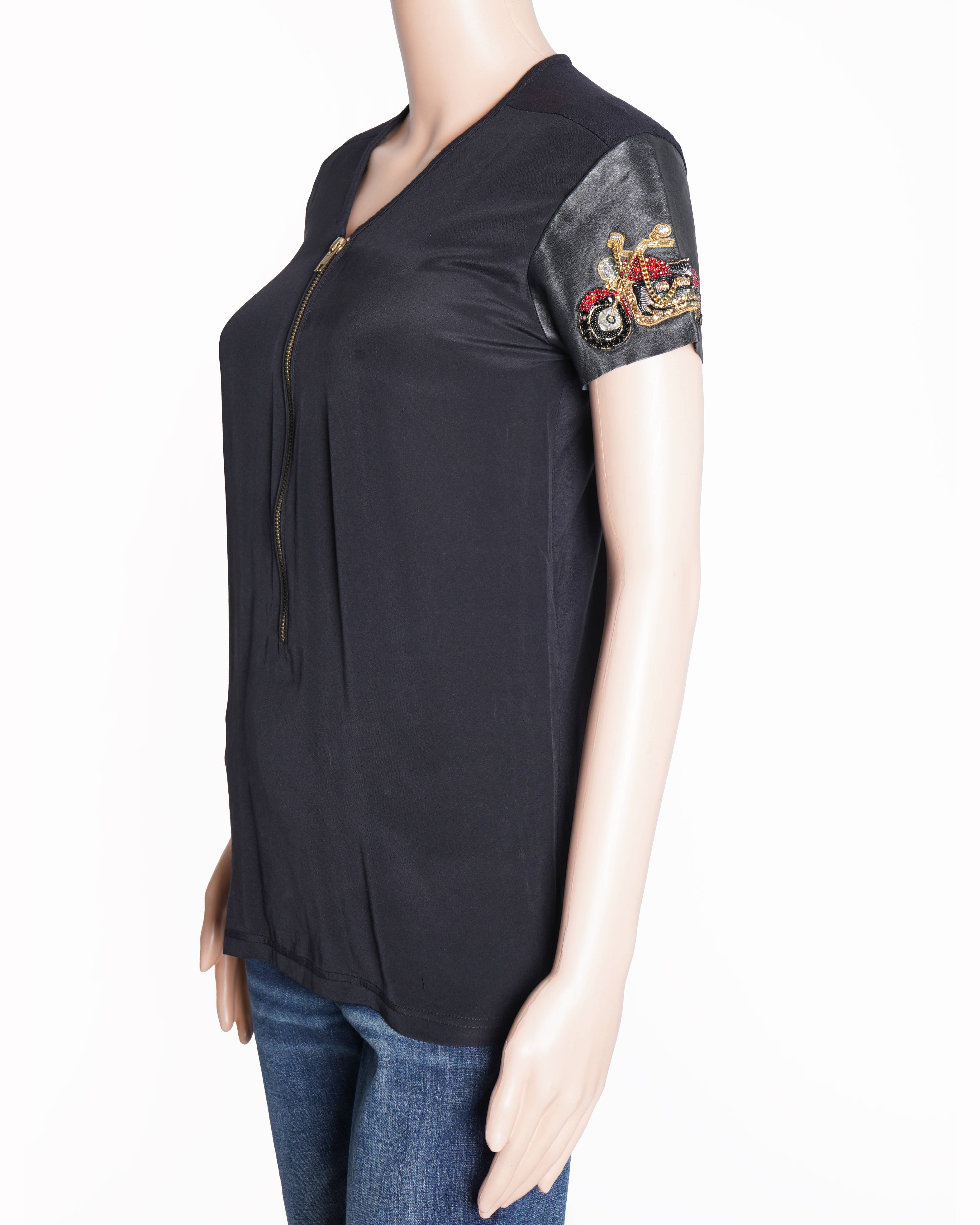 Monisha Jaising Black Half Sleeve Top