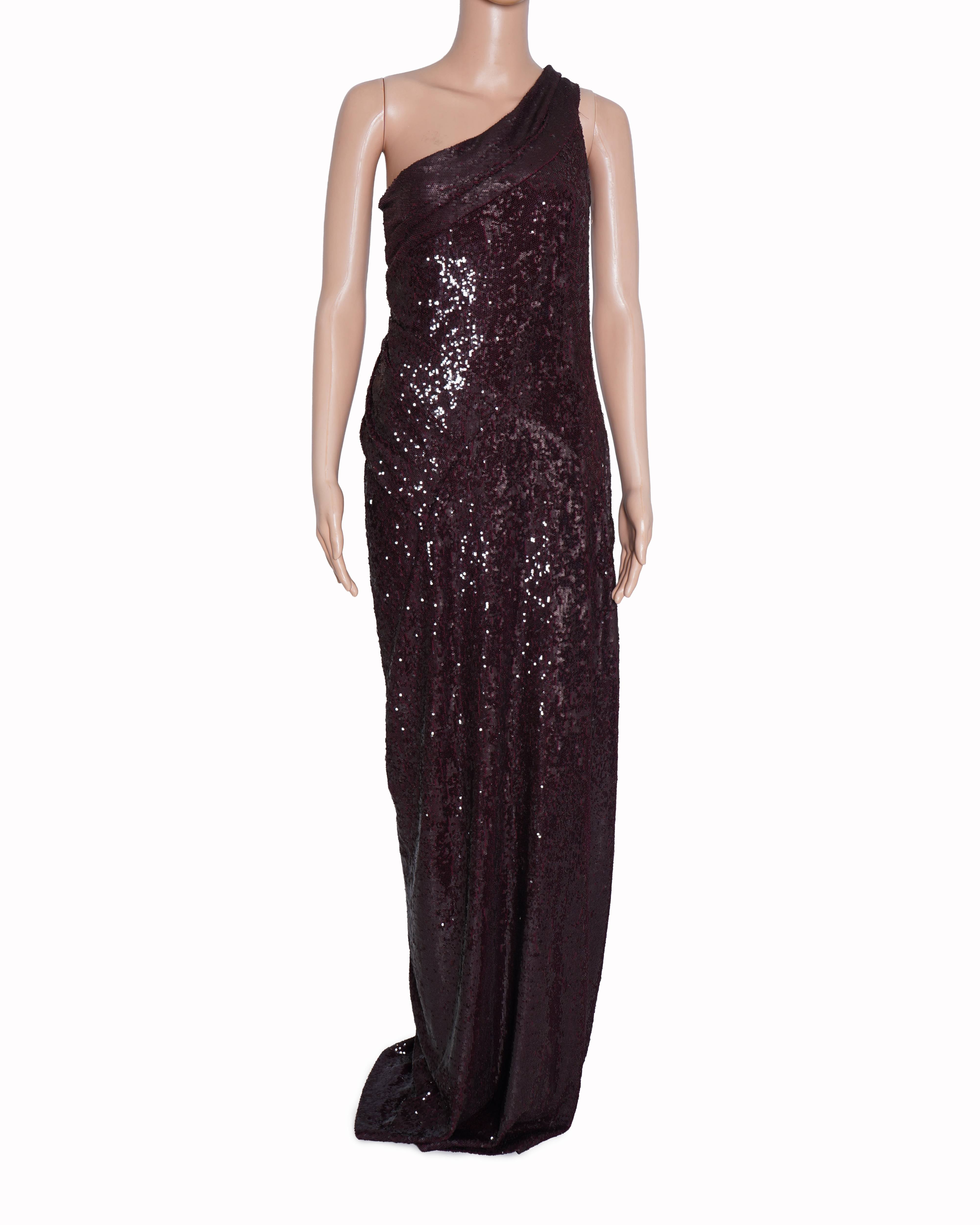 Donna Karan Sequin Cowl Full Length Dress