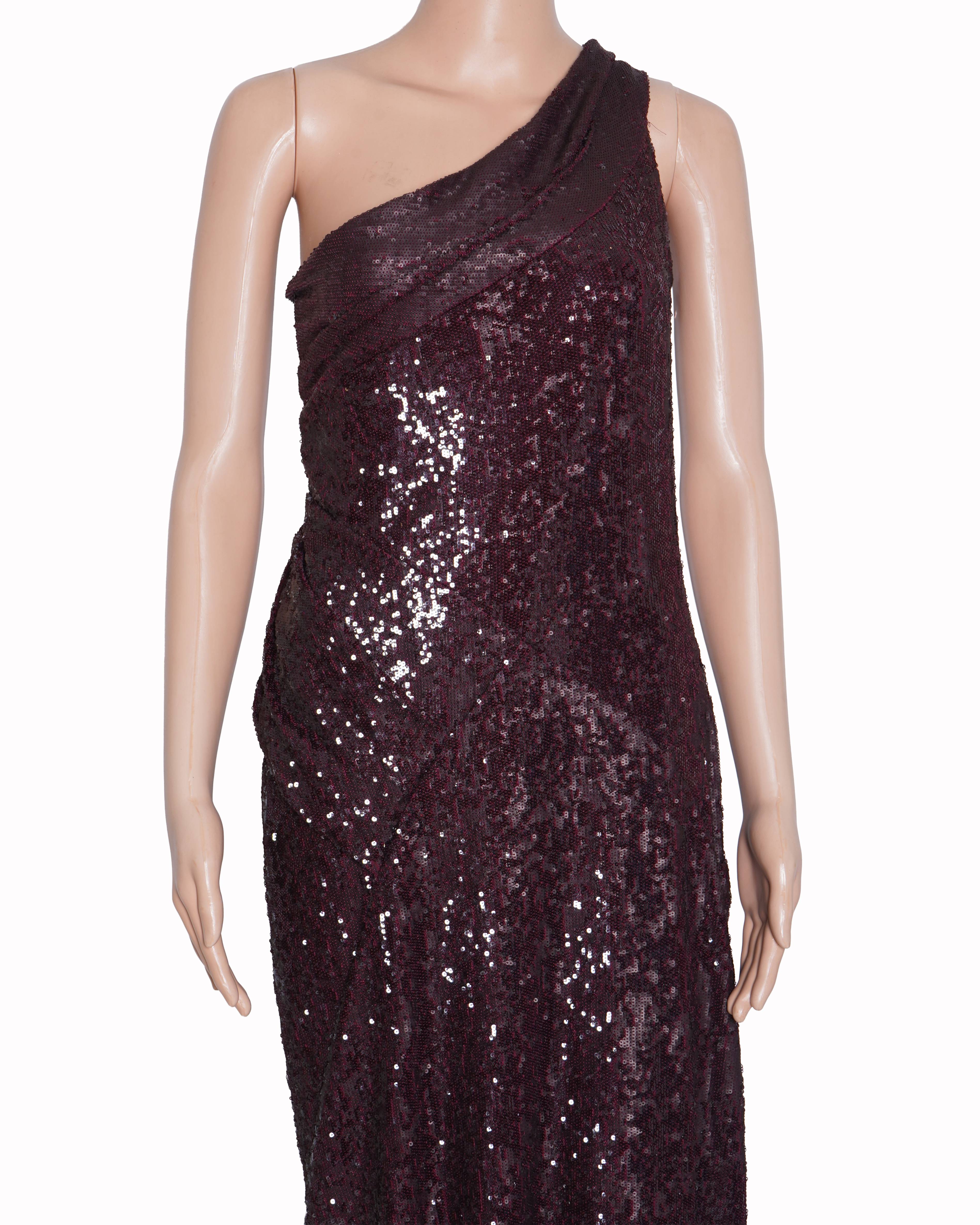 Donna Karan Sequin Cowl Full Length Dress