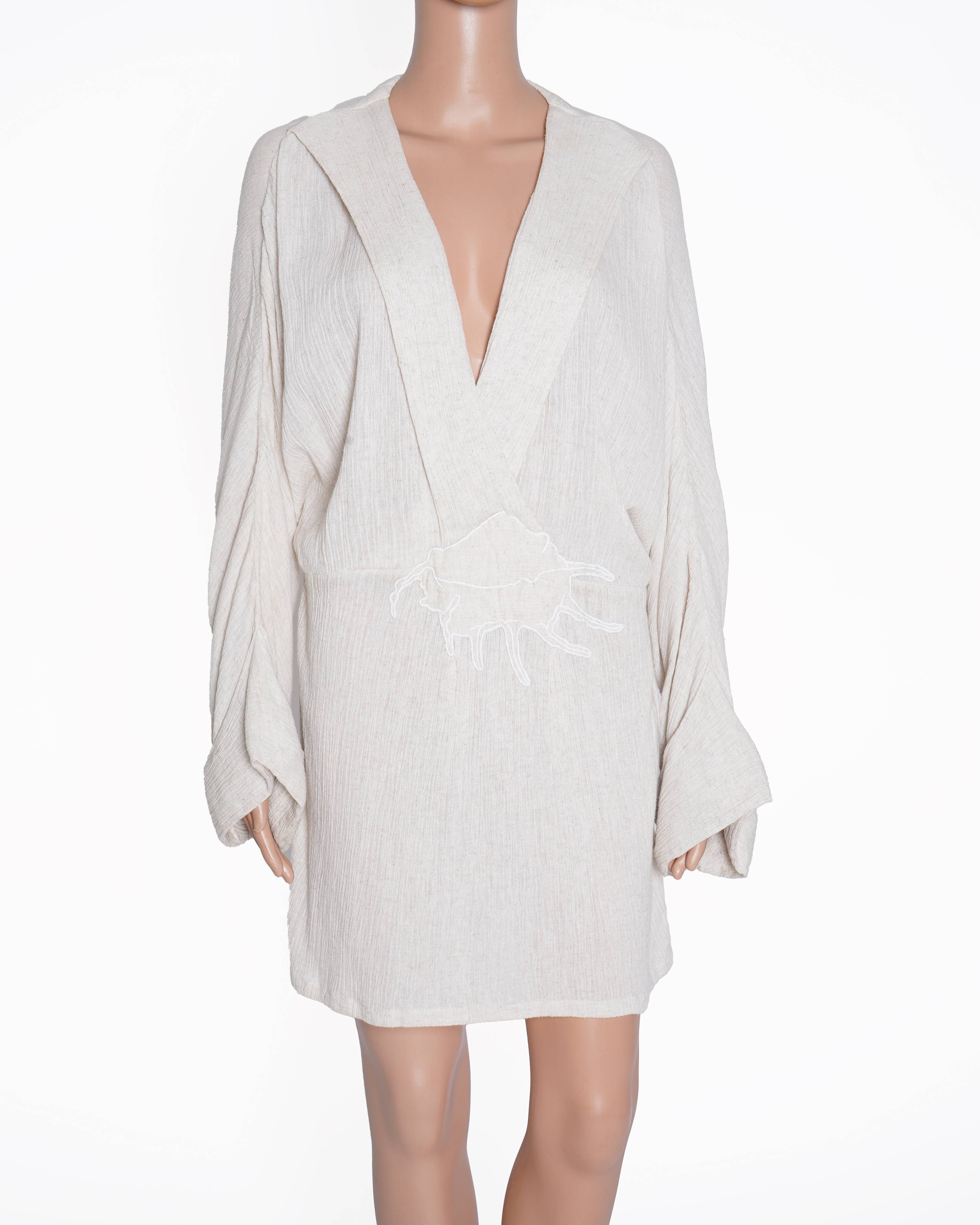 Rara Avis Tunic In Beige With Gathered Full Sleeves