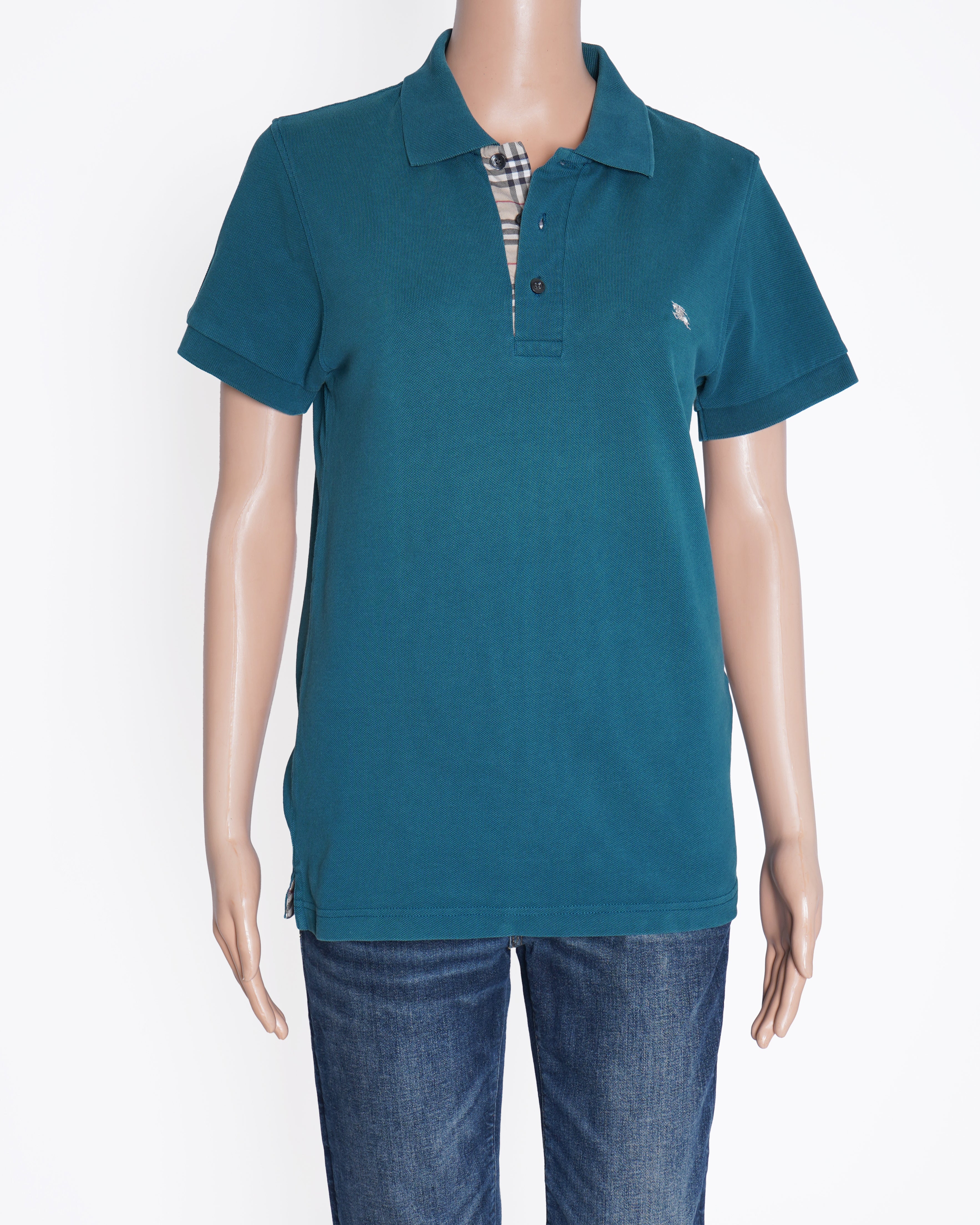 Burberry Teal Green Polo T shirt