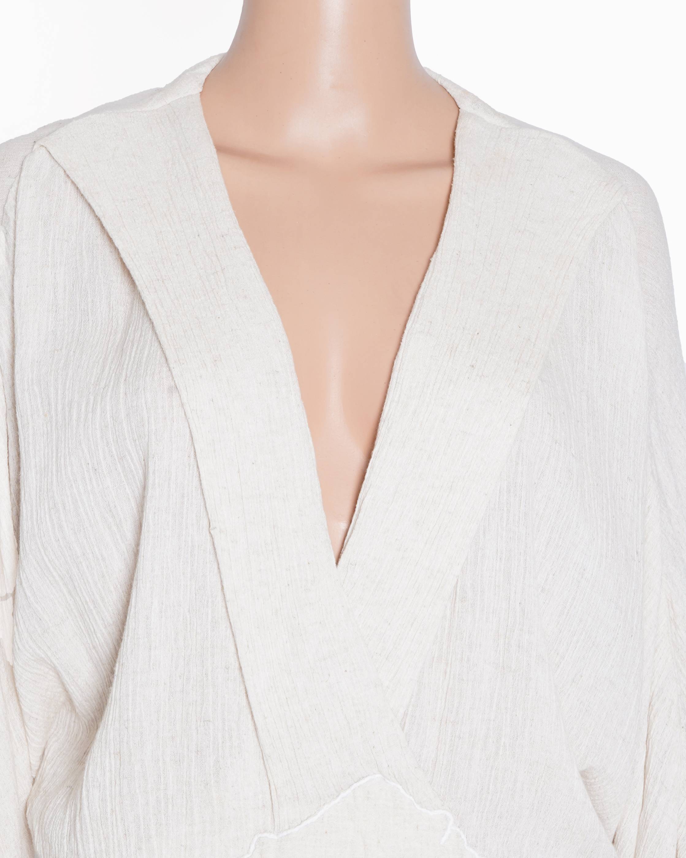 Rara Avis Tunic In Beige With Gathered Full Sleeves