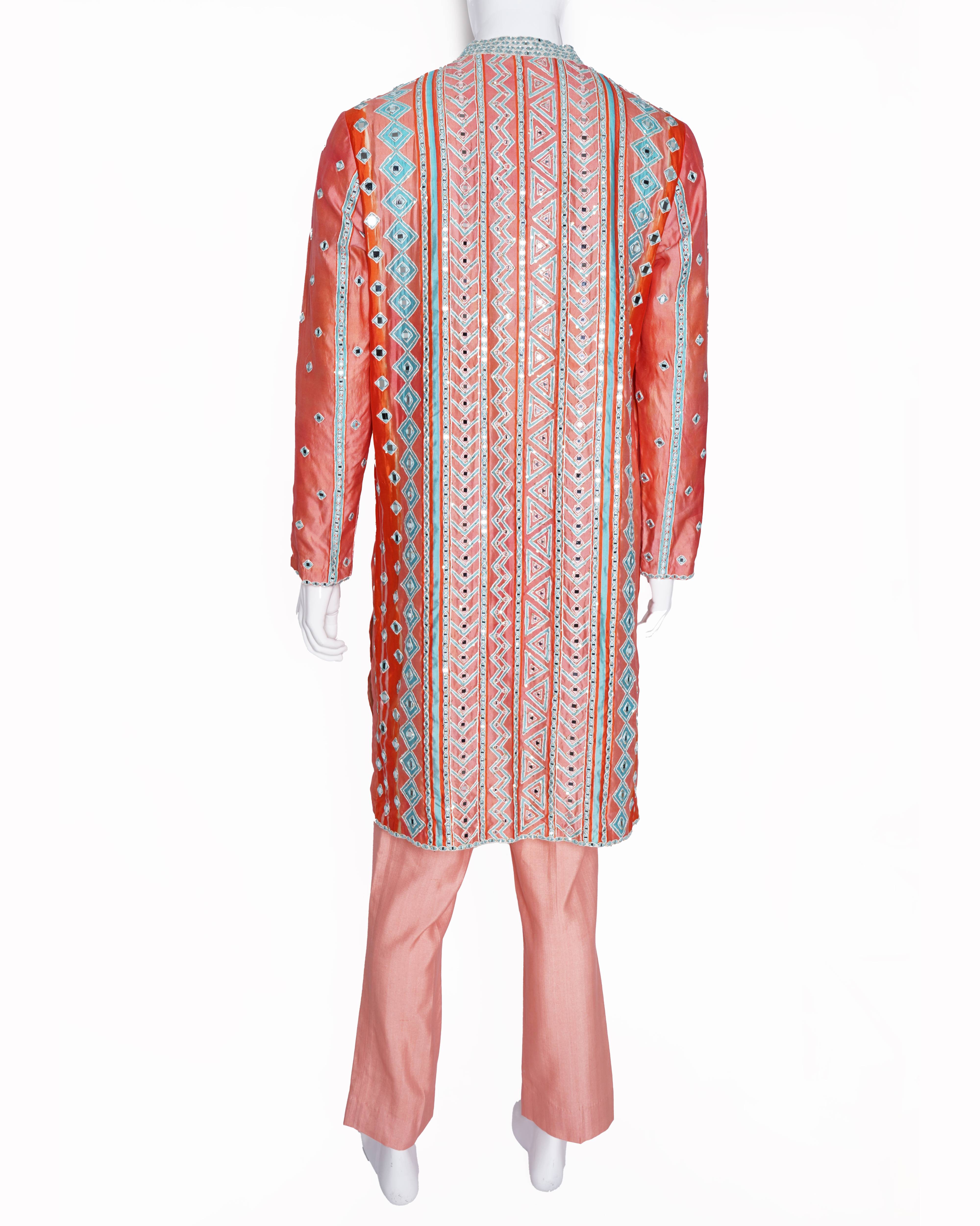 Abhinav mishra 
Sherwani Set Of 3 In Orange