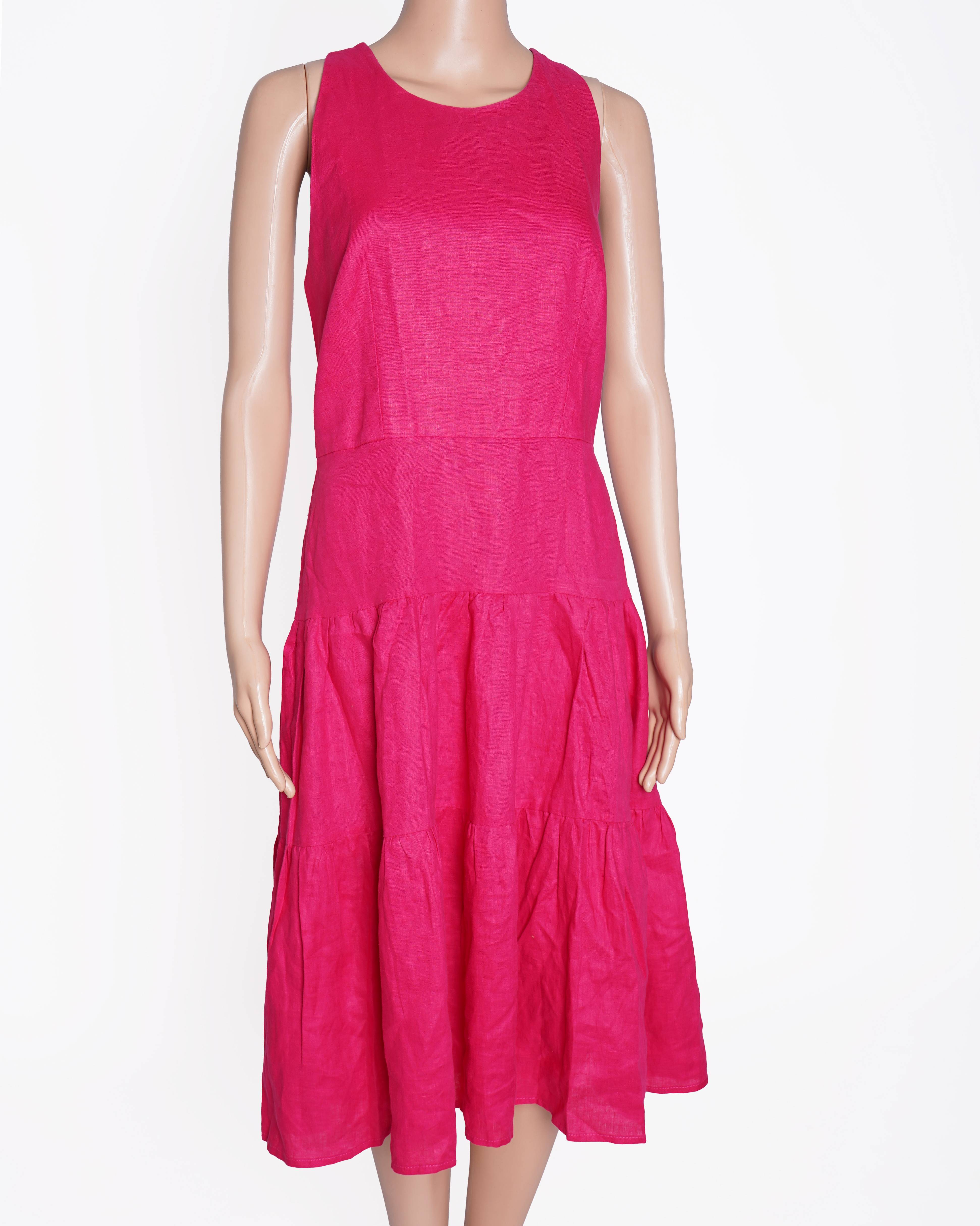 Caroll Midi Dress In Hot Pink