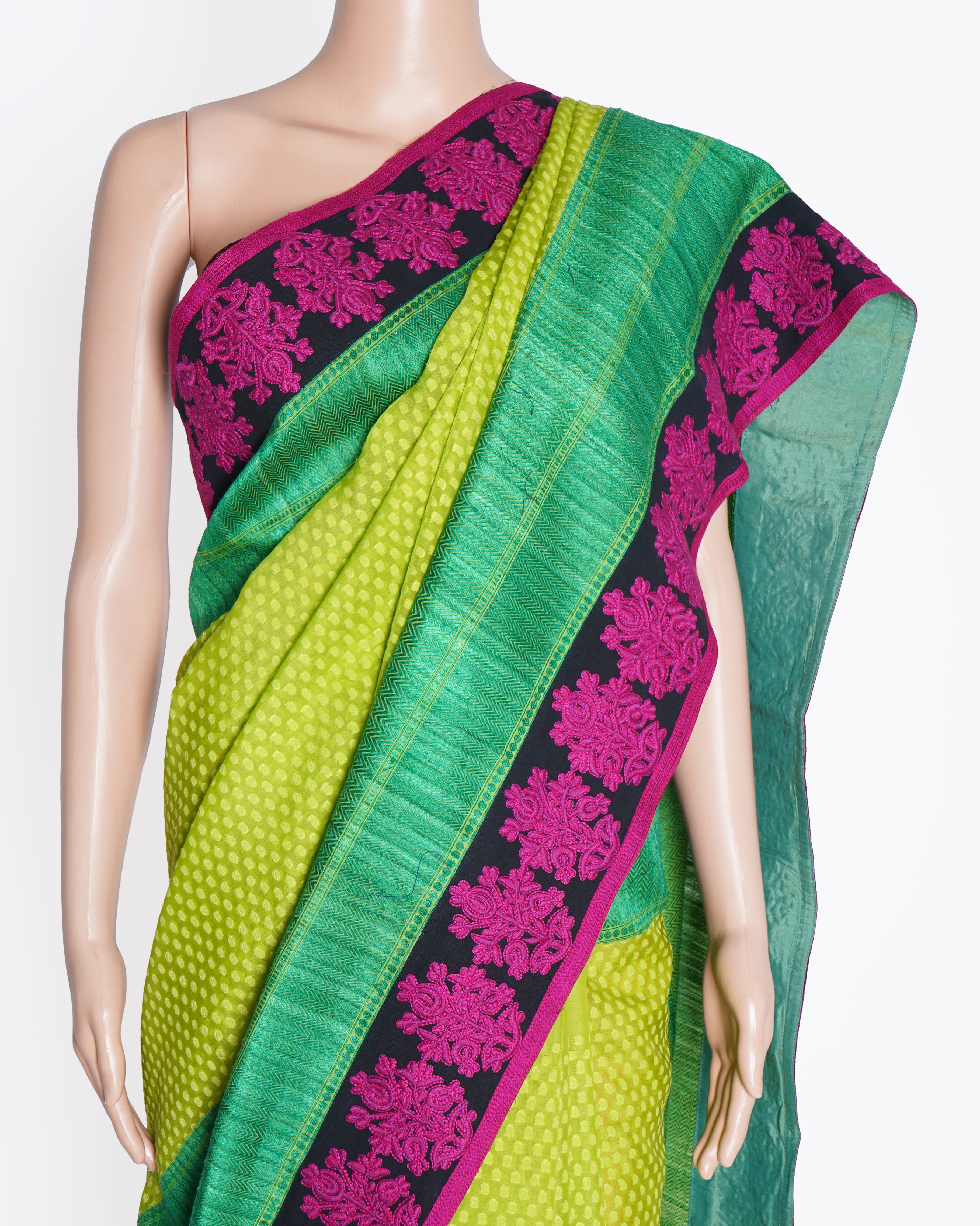 Sabyasachi green and pink saree