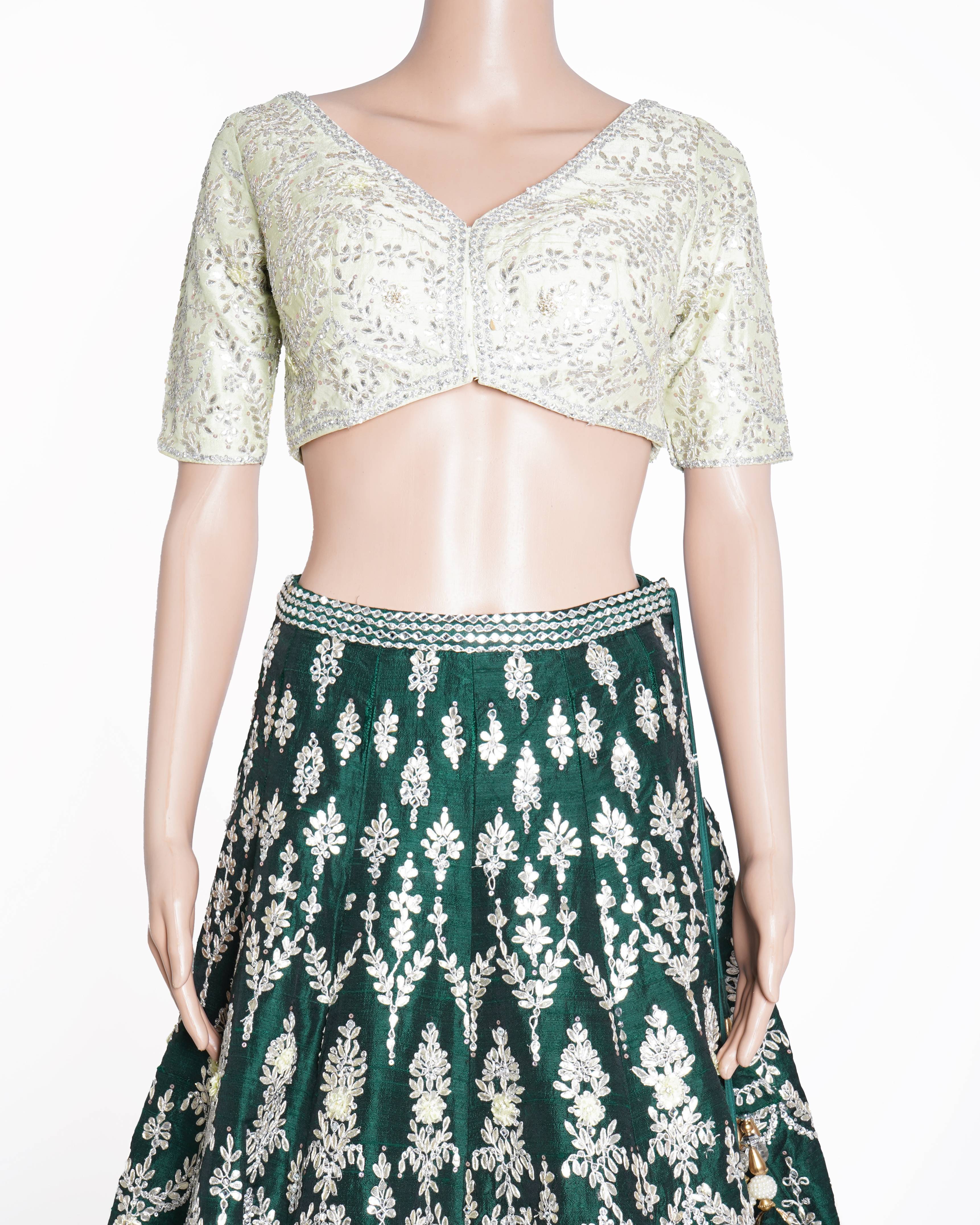 Seema Gujral green embroidered lehenga with blouse