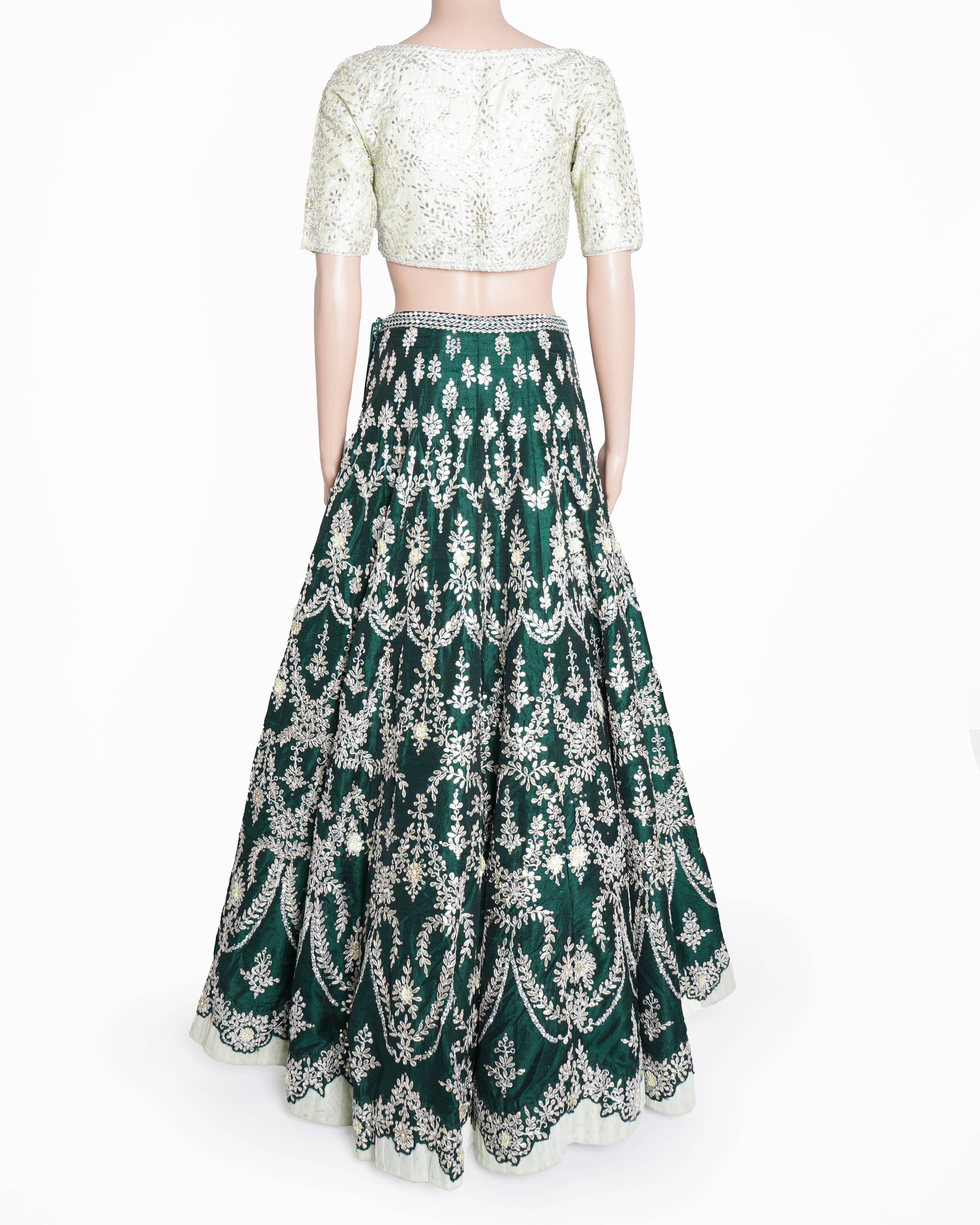 Seema Gujral green embroidered lehenga with blouse