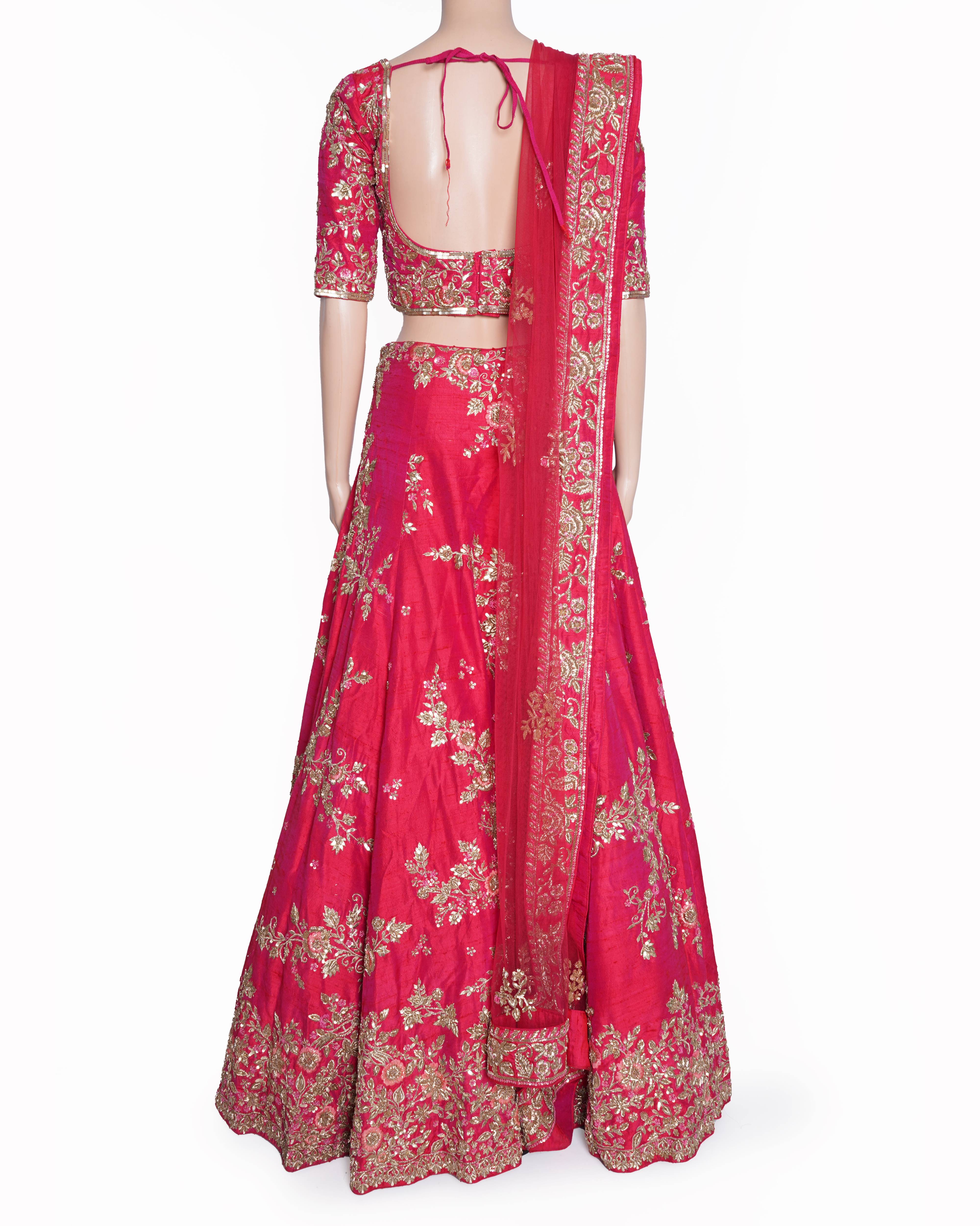 Dolly J Red Embroidered Bridal Lehenga Set