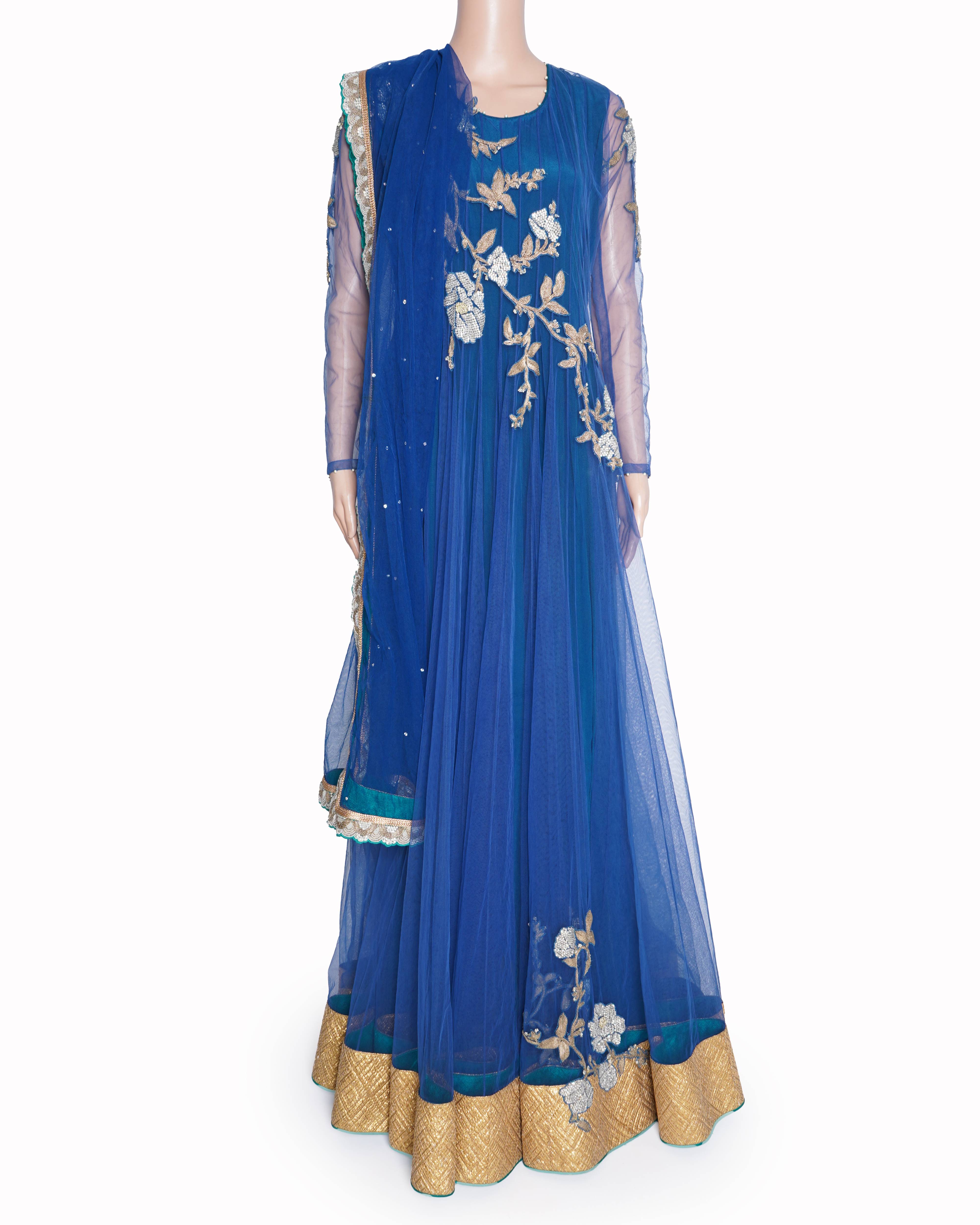 Shantanu Goenka blue embelllised long dress set of 3