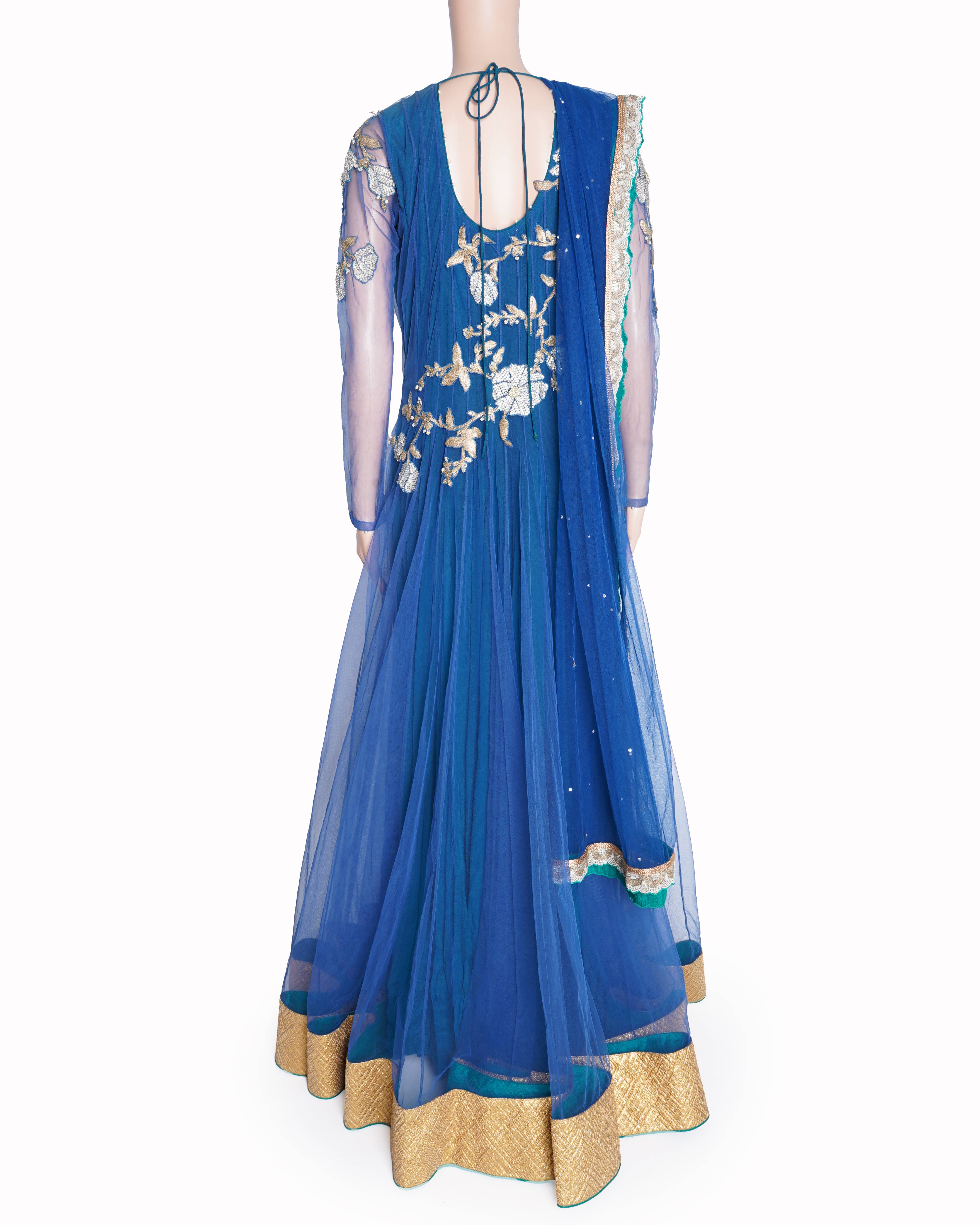 Shantanu Goenka blue embelllised long dress set of 3