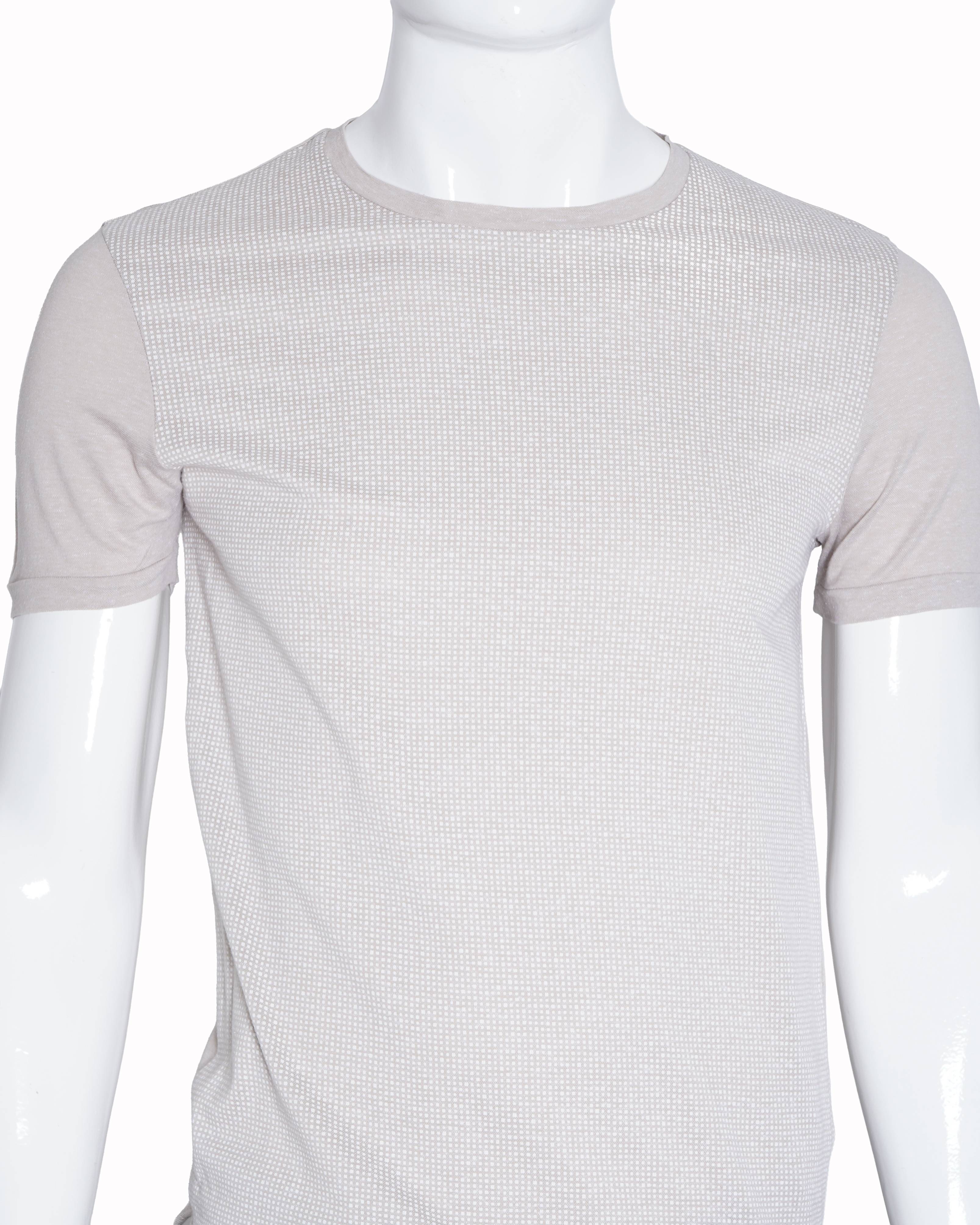 Boss textured light Beige Cotton Linen t shirt