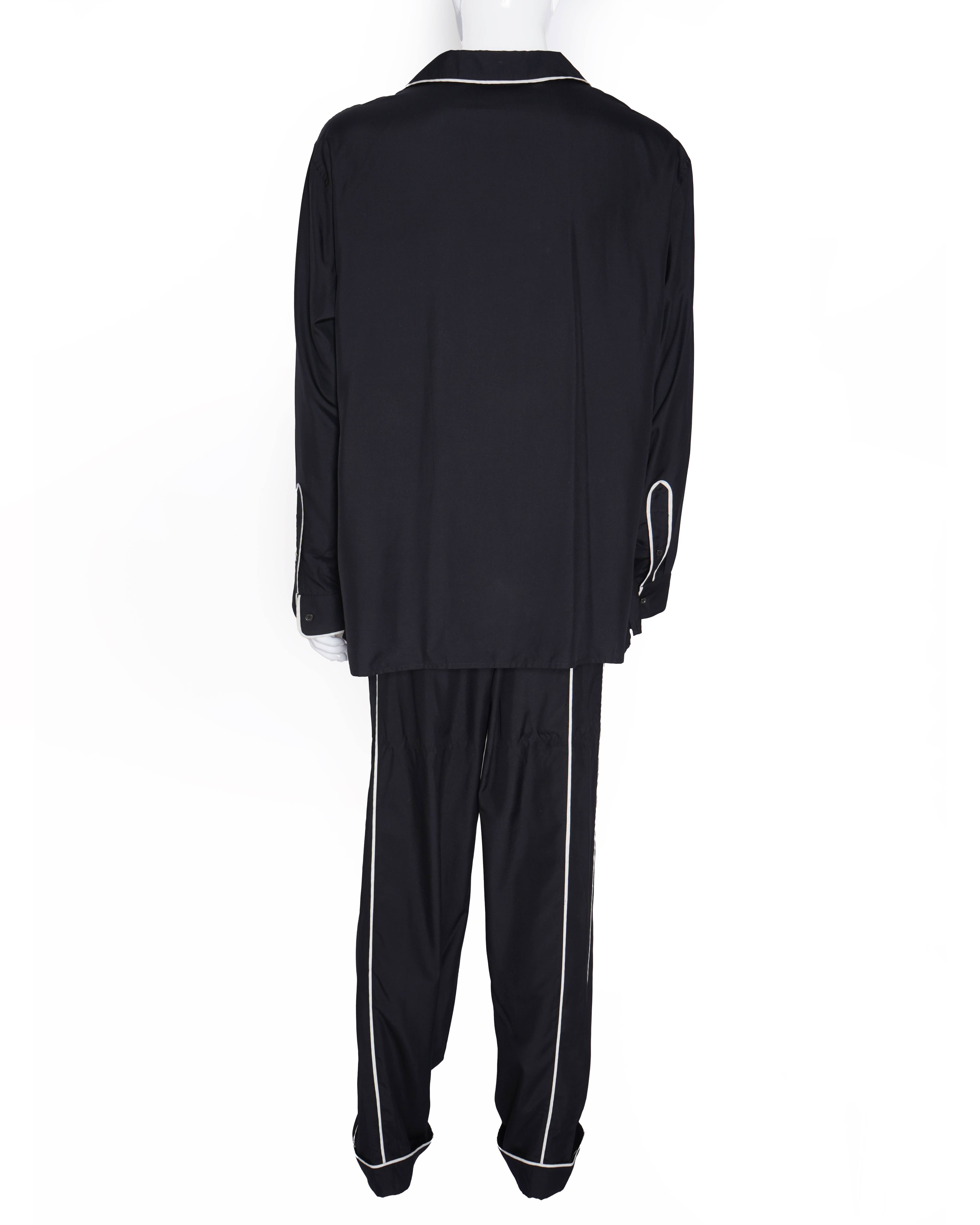 Valentino S/S 2024
Men's Silk PJ Set In Black WIth White Piping