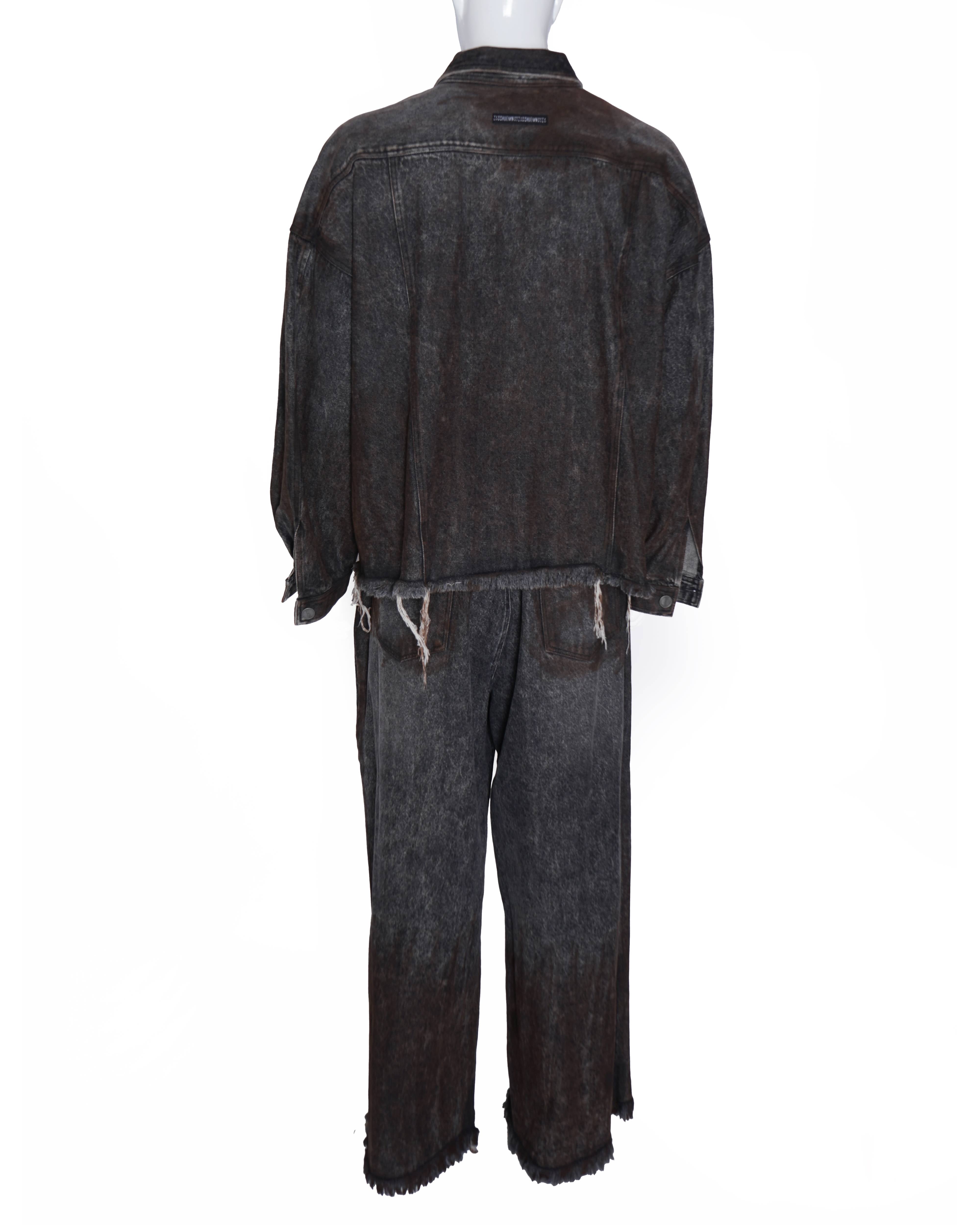 New Huemn Unisex Grey Cargo denim Hand Painted set of 2
