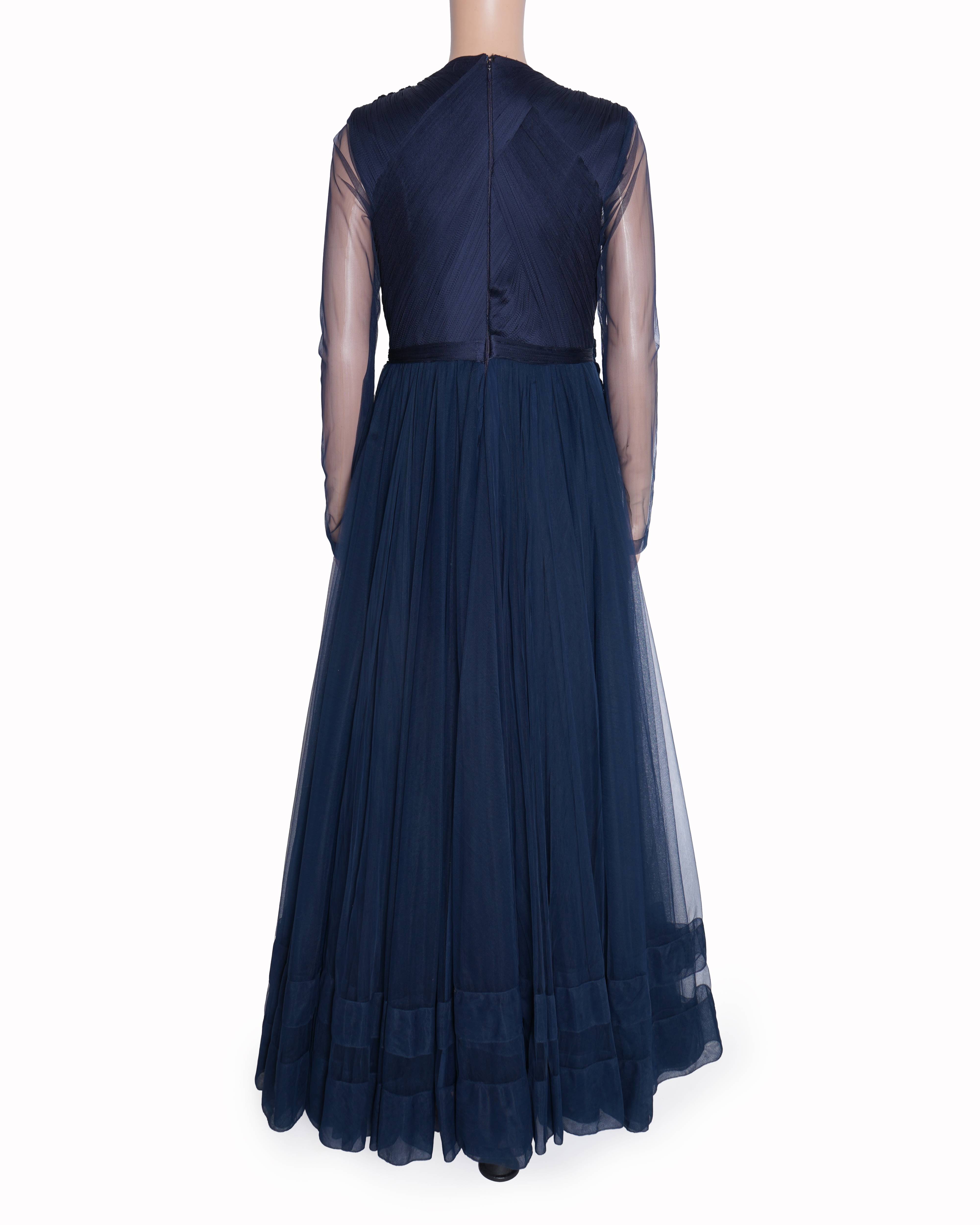 Shantanu & Nikhil Navy Blue Gown set of 3