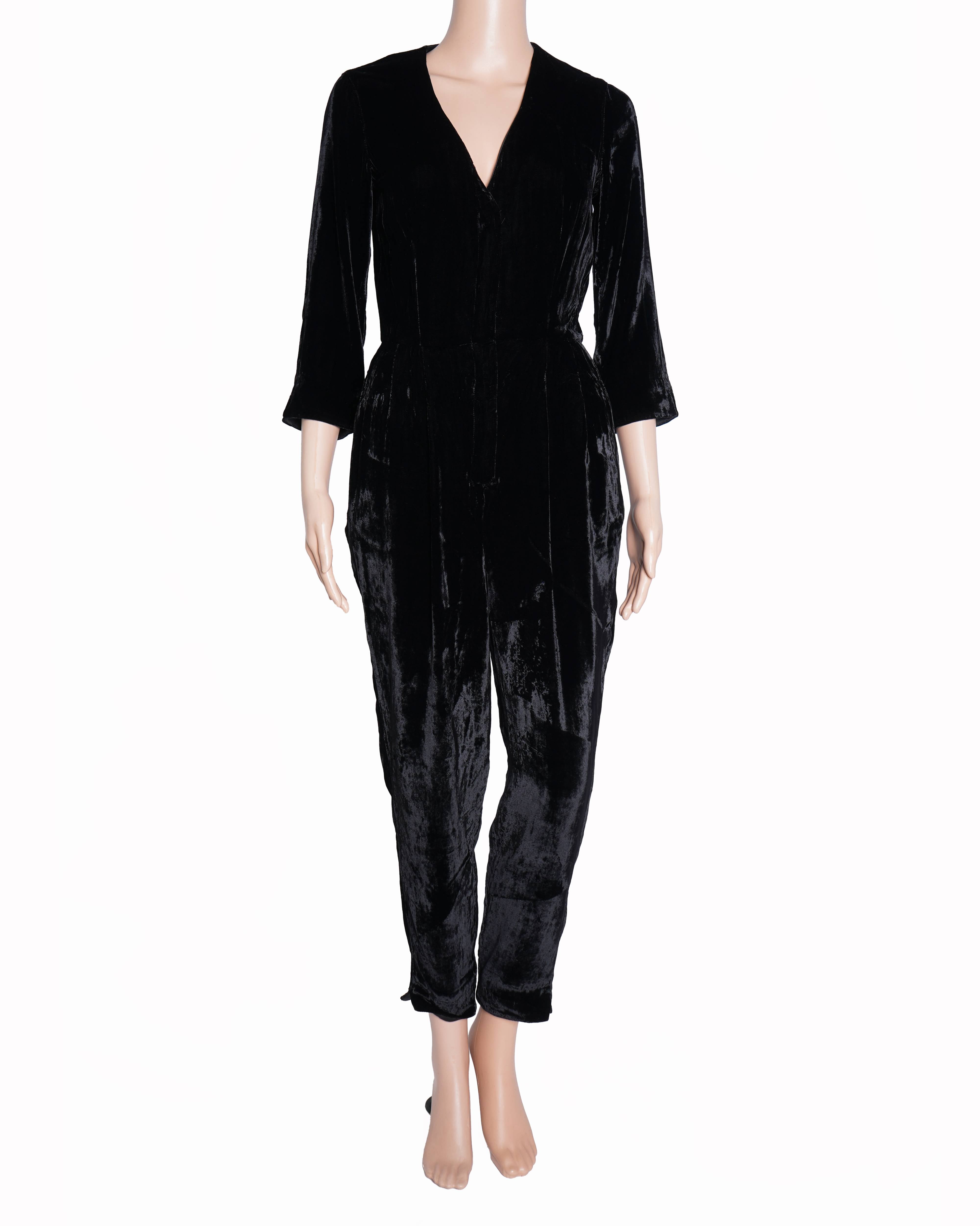 French Connection black velvet jumpsuit