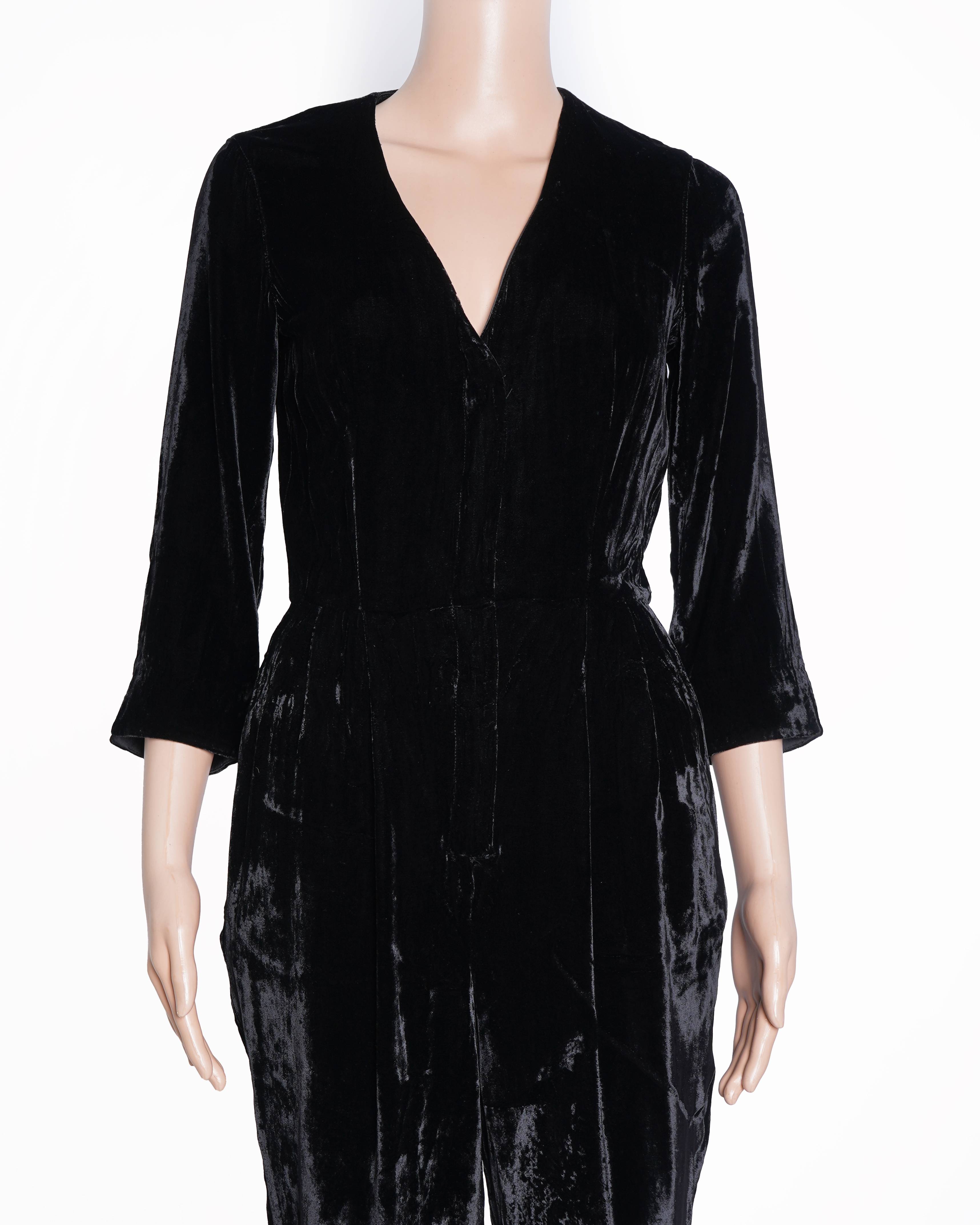 French Connection black velvet jumpsuit