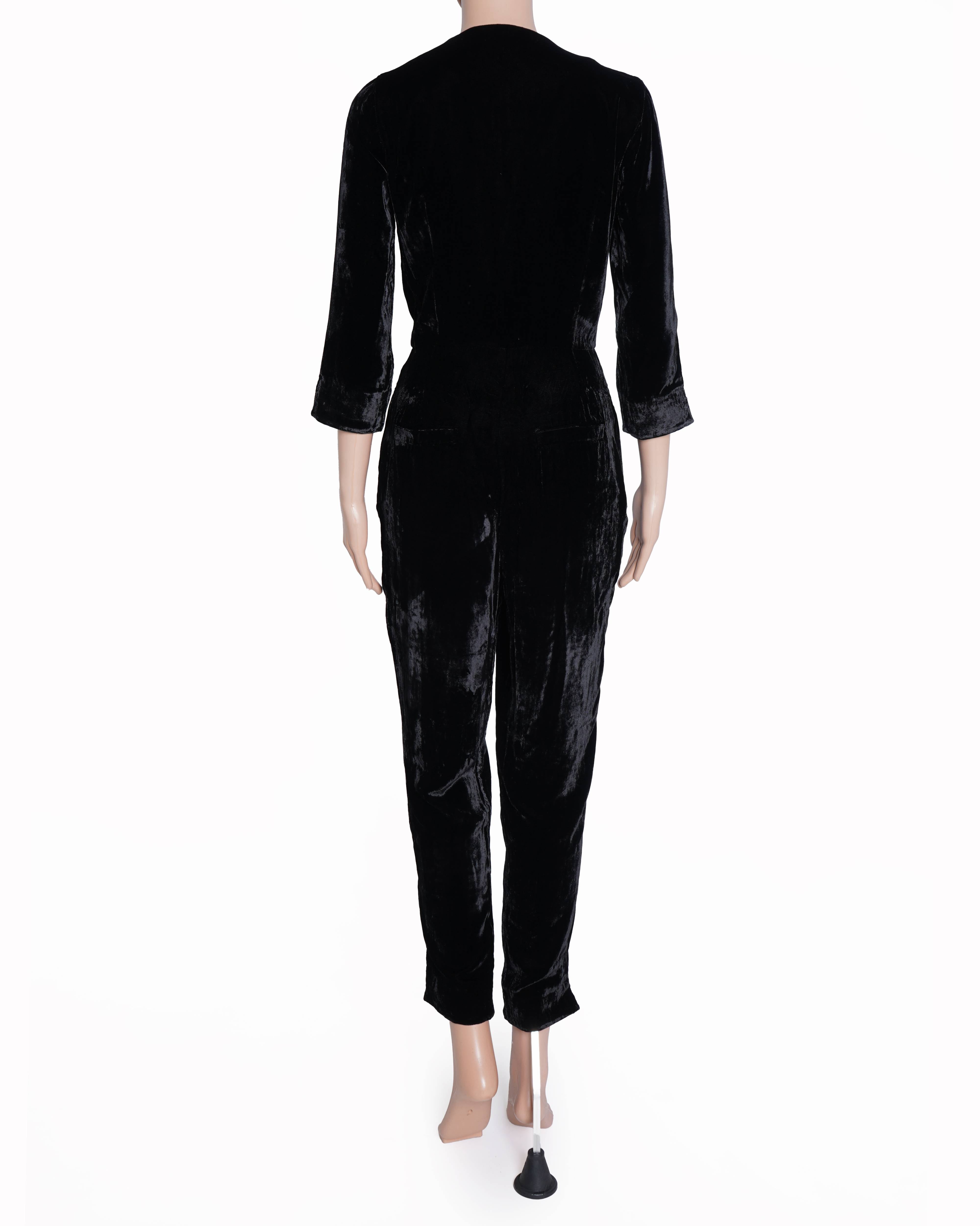 French Connection black velvet jumpsuit