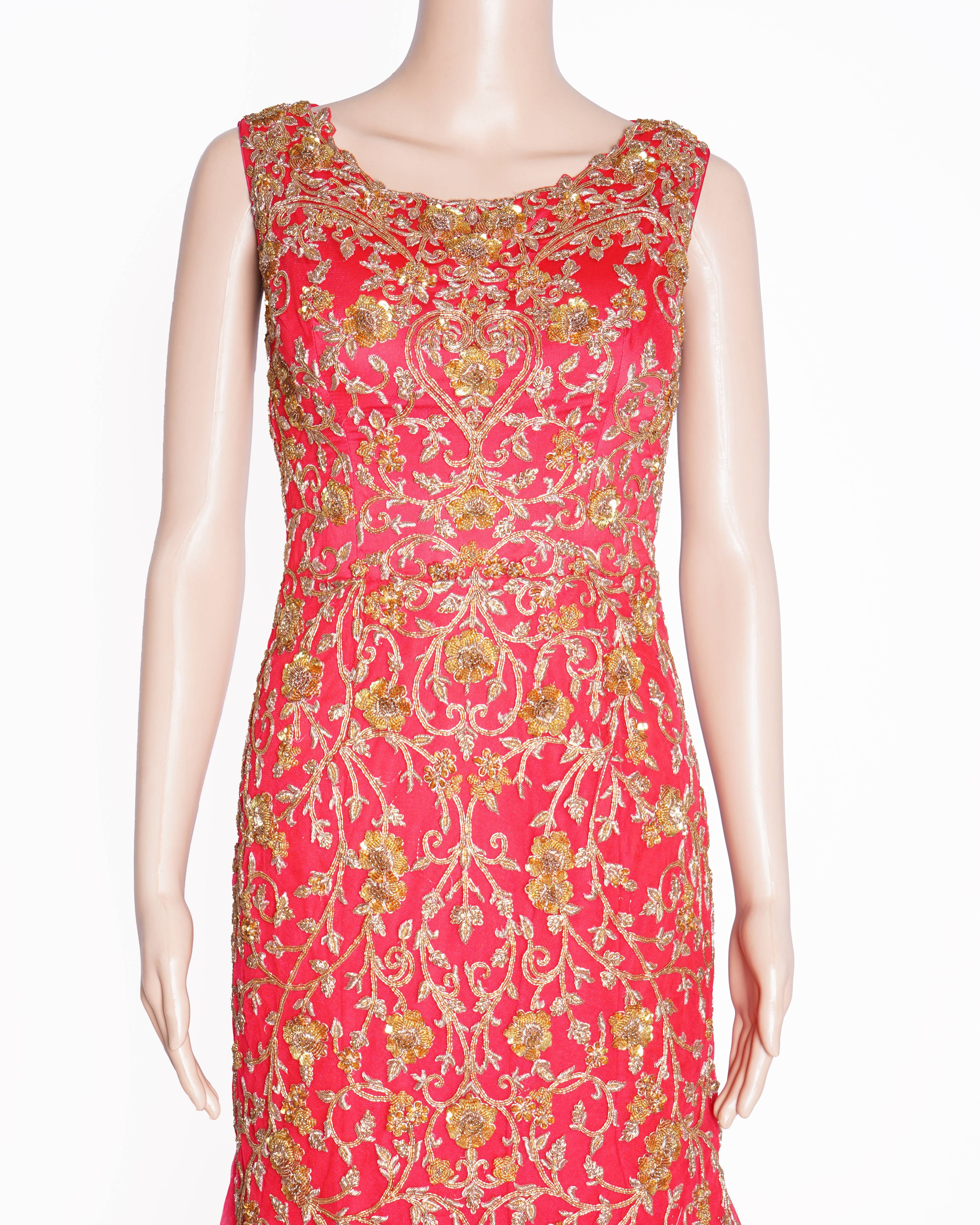 Dolly J red embroidered cocktail gown