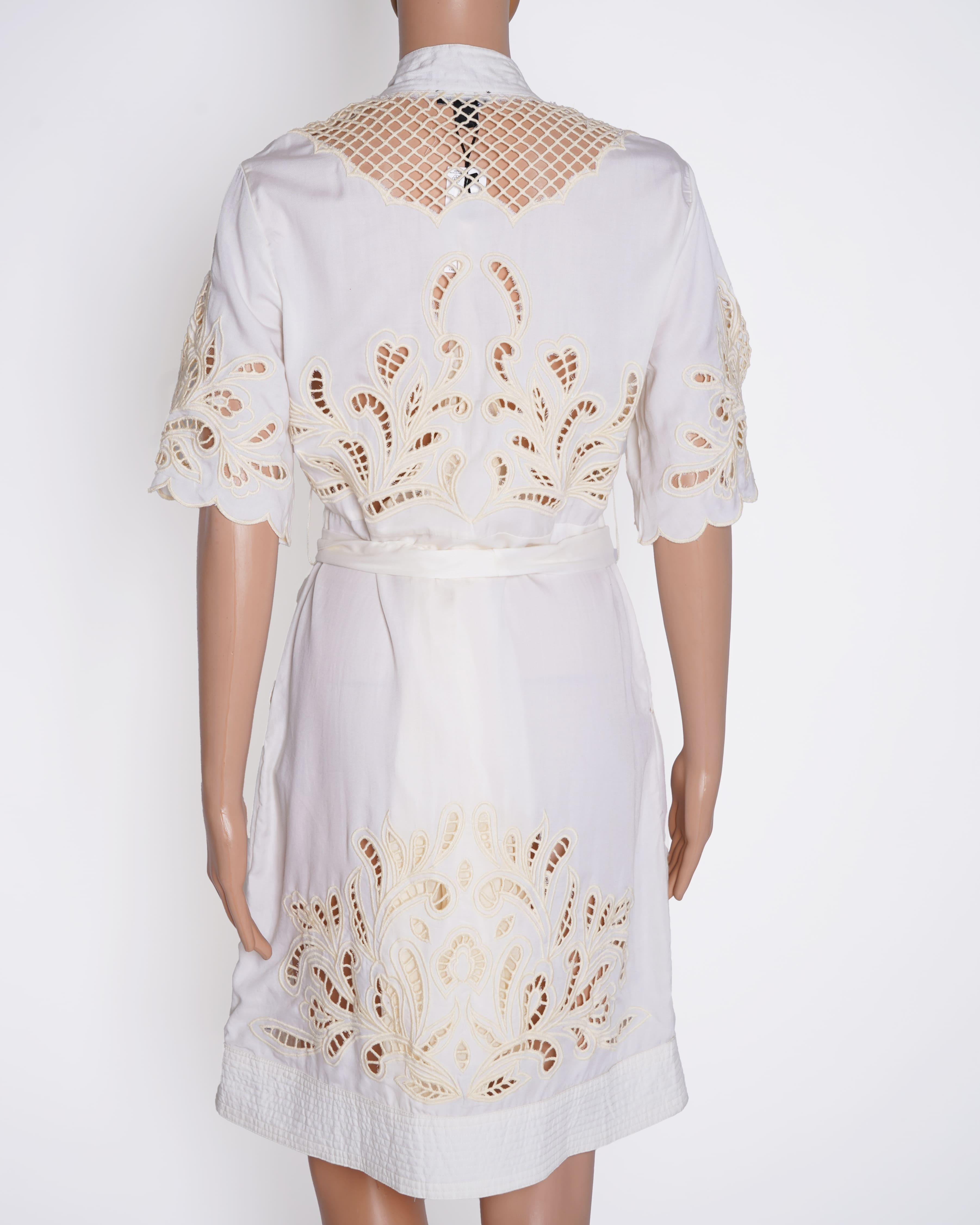 New Karen Millen Cutwork Dress In off-White