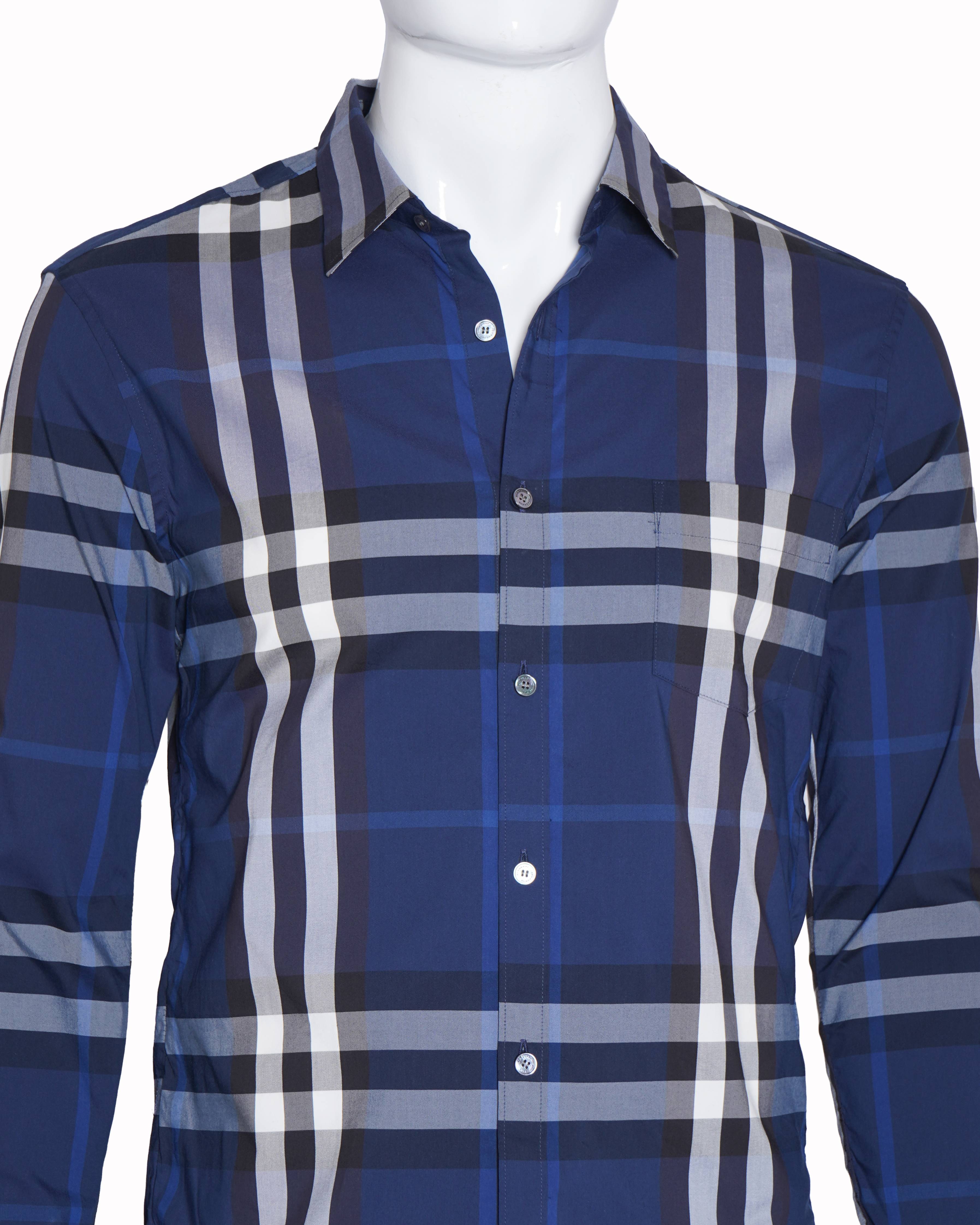 Burberry blue checkered shirt for men